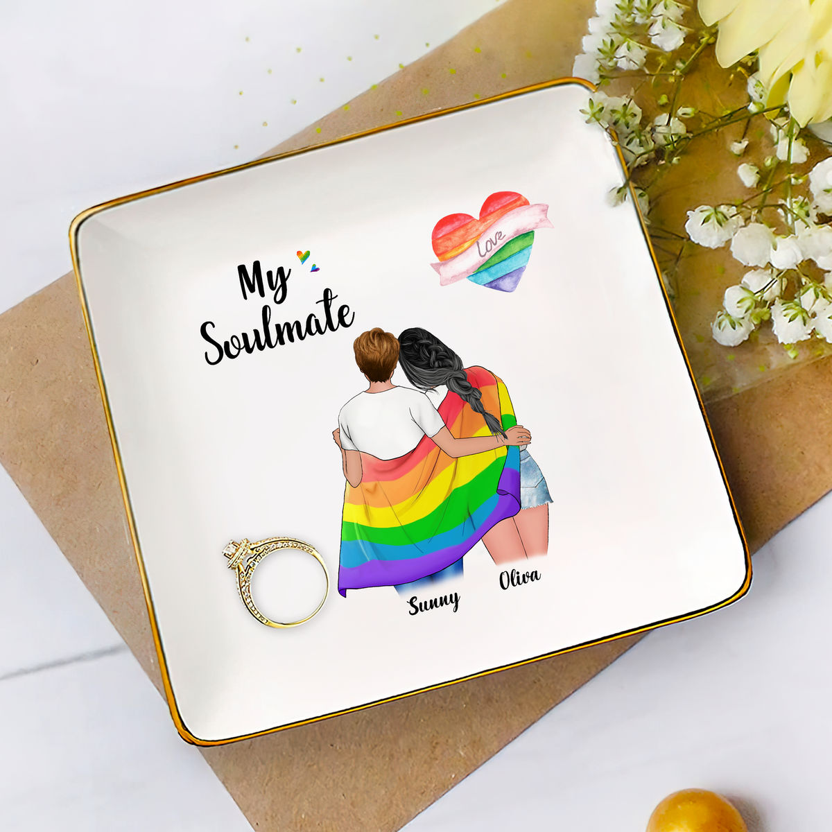 Jewelry Tray - Birthday Gift for for Sister Friend Bestie Couple LGBT -  Gifts For Pride Month - Personalized Jewelry Tray_3