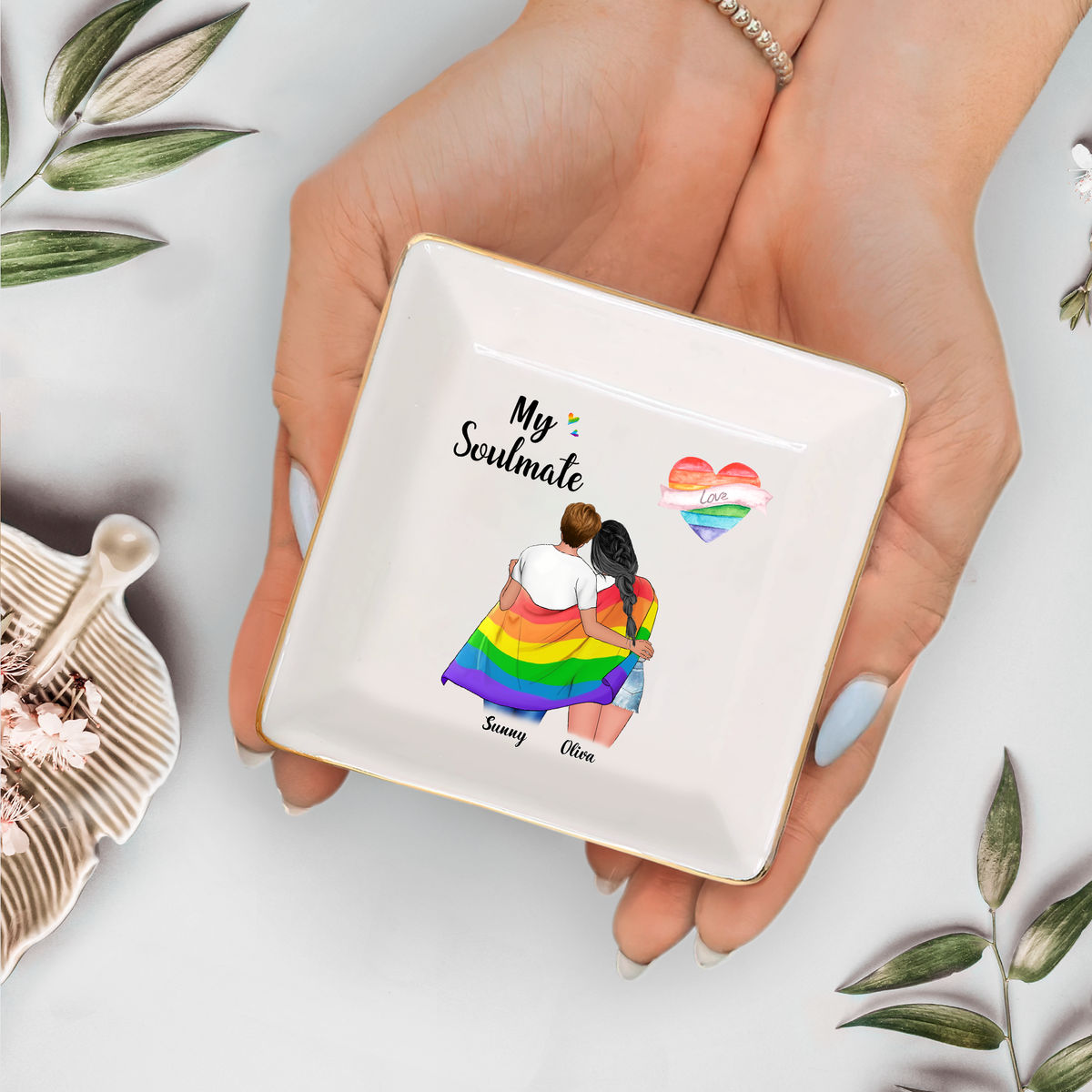 Jewelry Tray - Birthday Gift for for Sister Friend Bestie Couple LGBT -  Gifts For Pride Month - Personalized Jewelry Tray_4