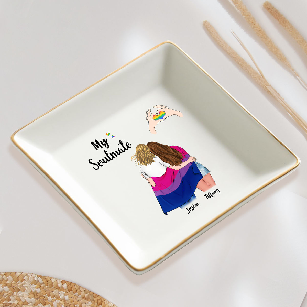 Jewelry Tray - Birthday Gift for for Sister Friend Bestie Couple LGBT -  Gifts For Pride Month - Personalized Jewelry Tray_1