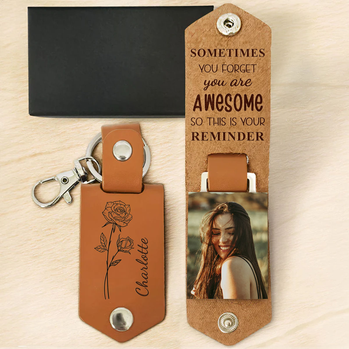 Keychain - Rectangle - Charlotte - Leather Keychain - Rectangle - Charlotte - Leather