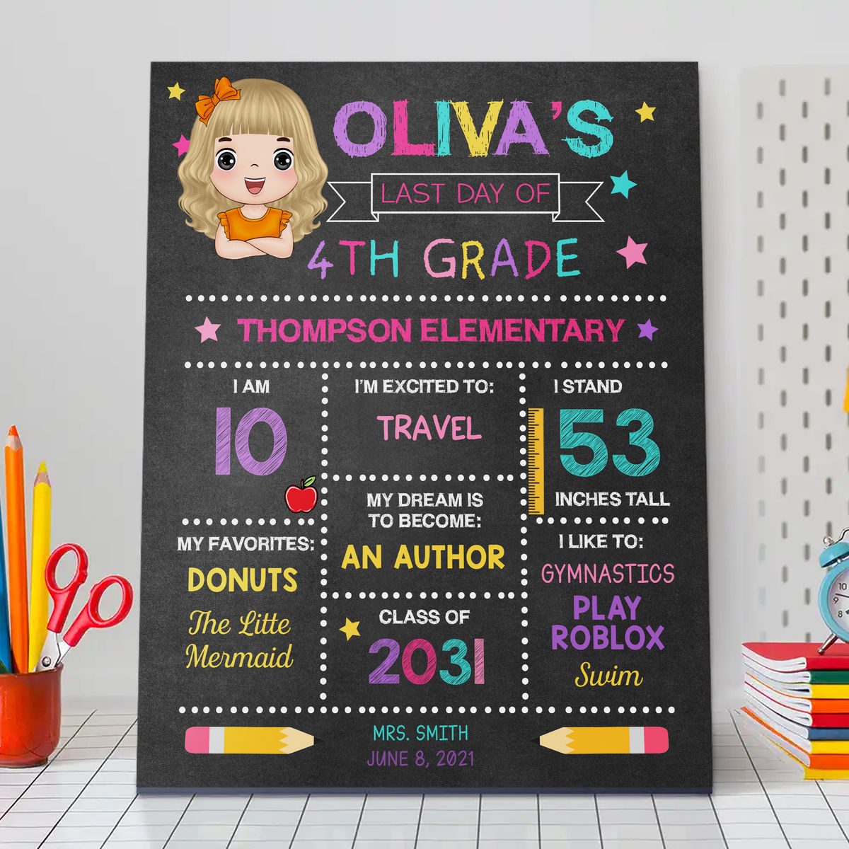 Back to School Chalkboard - First and Last Day of School Sign (62420) - Back to School 2024 - Personalized School Sign_4