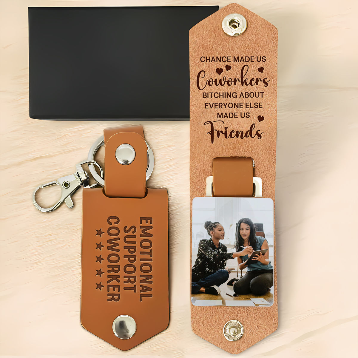 Emotional Support Coworker - Anniversary, Birthday Gifts For Colleagues, Coworker - Personalized photo Keychain - Personalized Photo Keychain_3