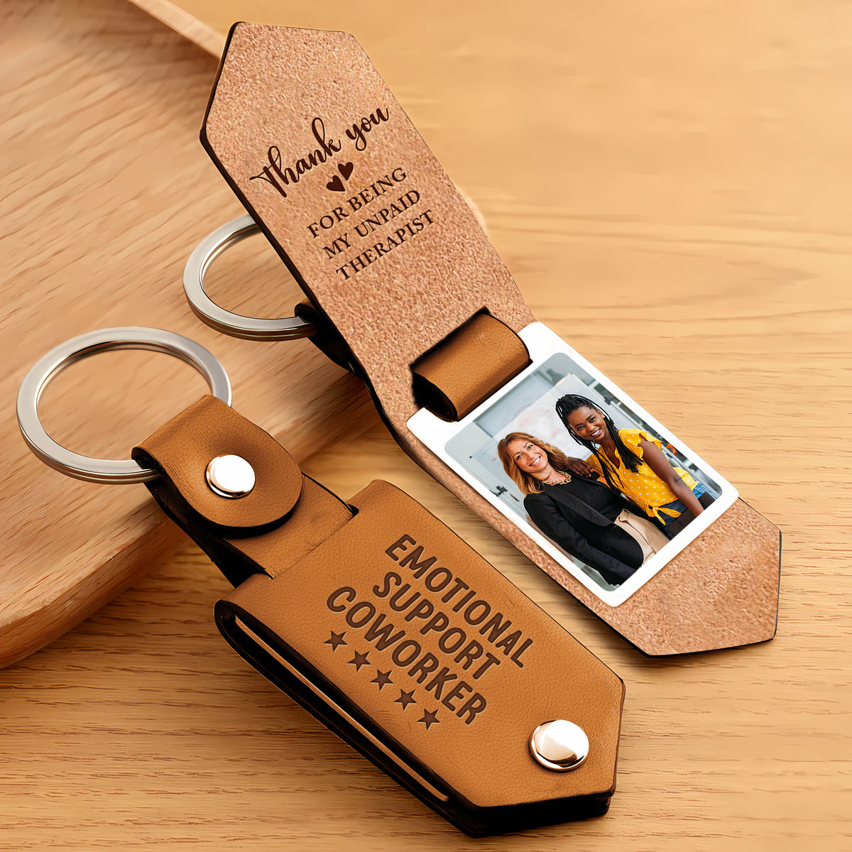 Emotional Support Coworker - Anniversary, Birthday Gifts For Colleagues, Coworker - Personalized photo Keychain - Personalized Photo Keychain_2