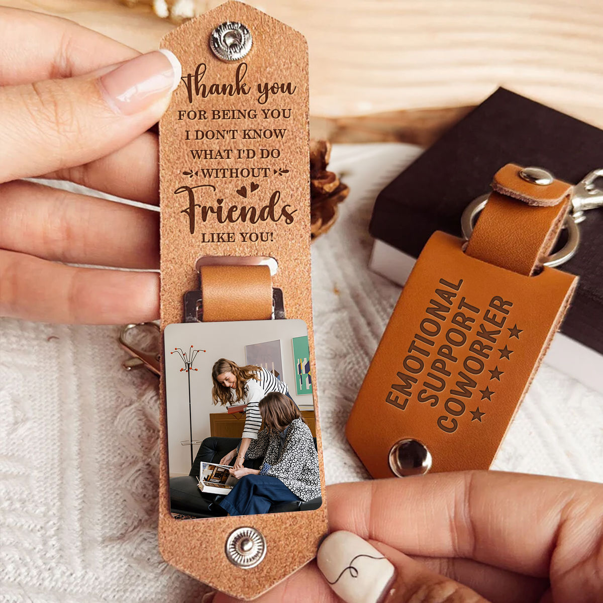 Emotional Support Coworker - Anniversary, Birthday Gifts For Colleagues, Coworker - Personalized photo Keychain - Personalized Photo Keychain_1