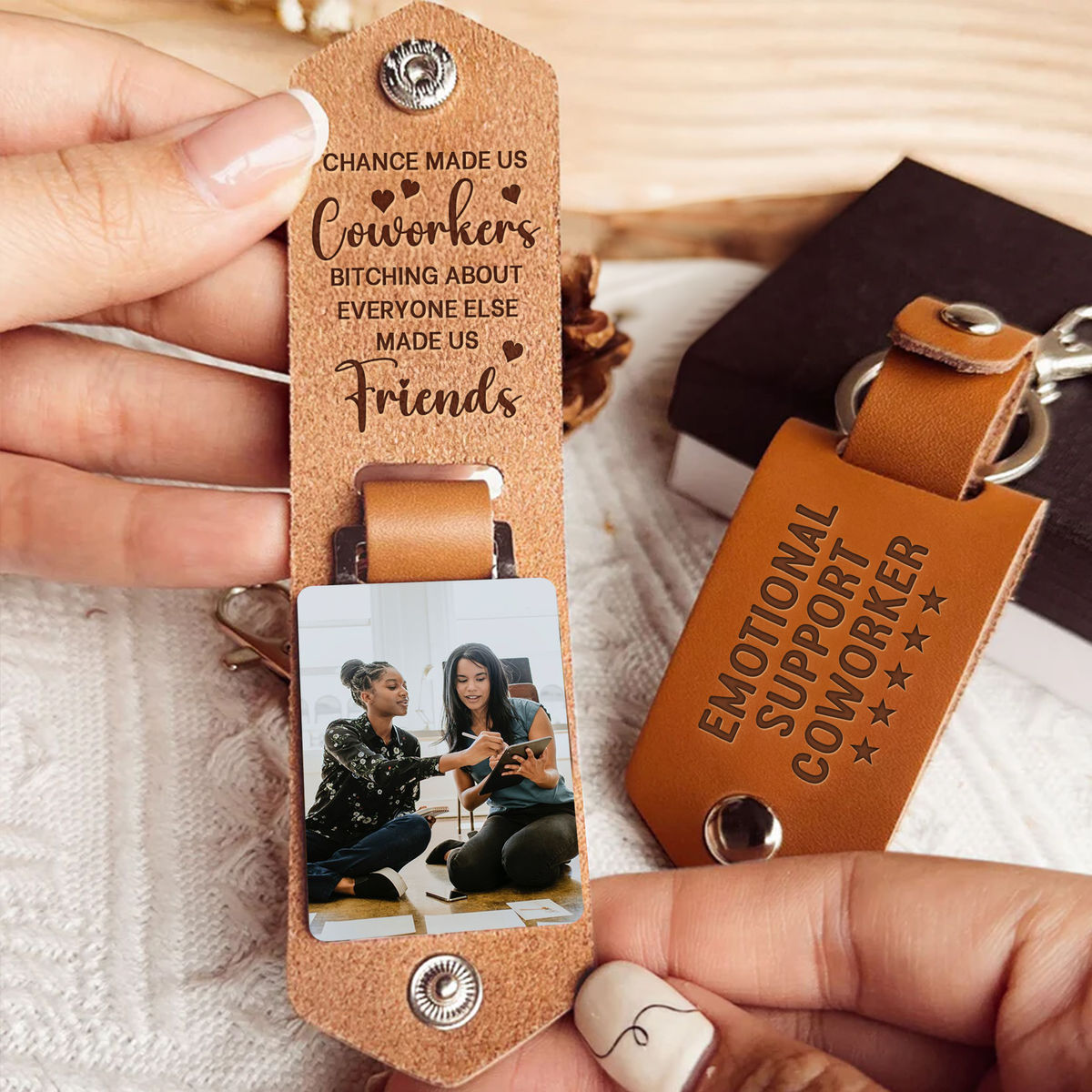 Emotional Support Coworker - Anniversary, Birthday Gifts For Colleagues, Coworker - Personalized photo Keychain - Personalized Photo Keychain