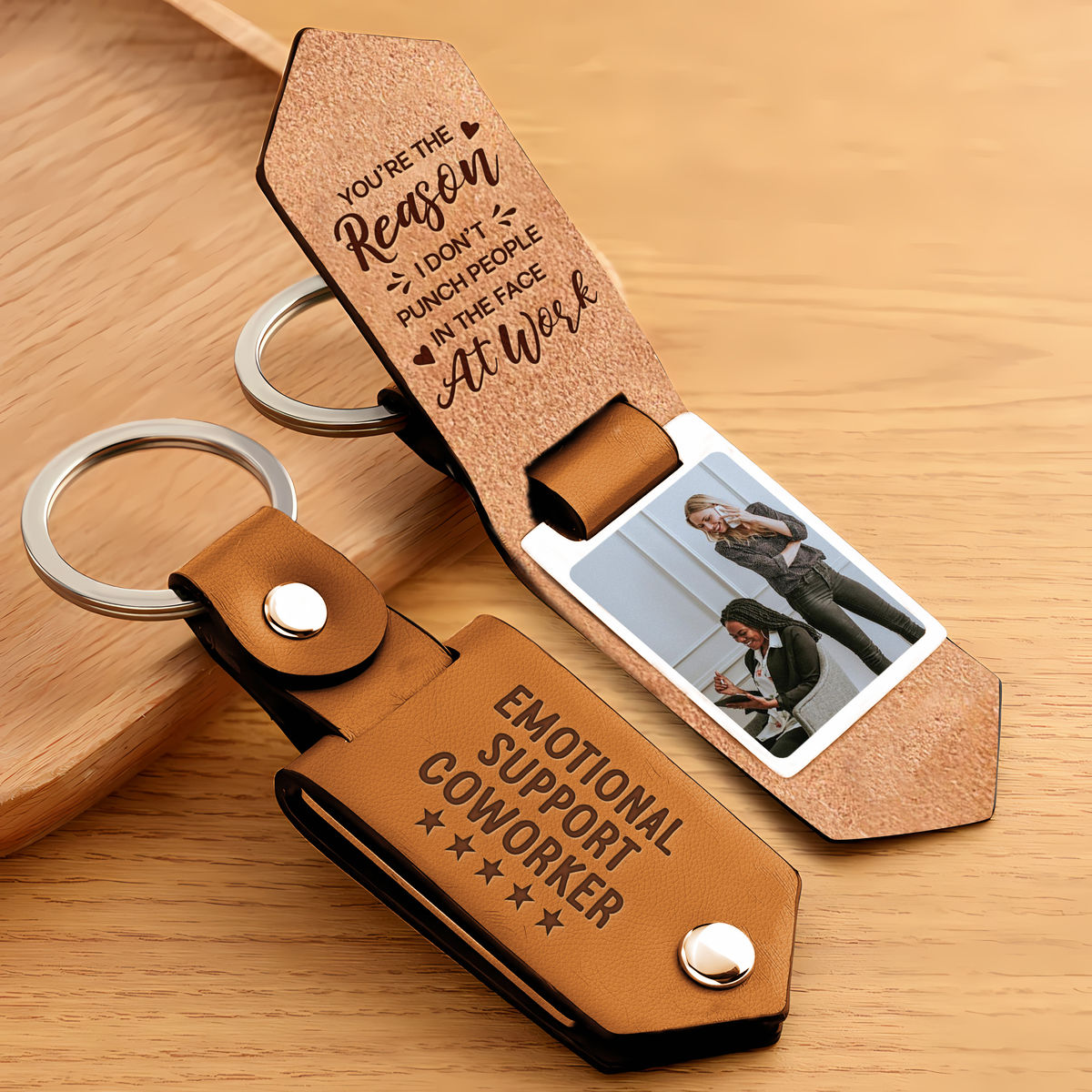 Emotional Support Coworker - Anniversary, Birthday Gifts For Colleagues, Coworker - Personalized photo Keychain - Personalized Photo Keychain_4