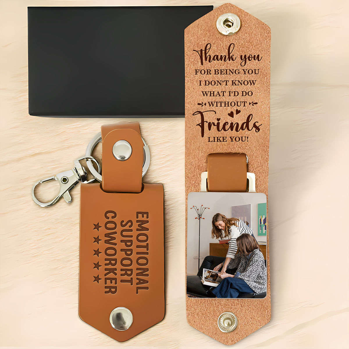 Emotional Support Coworker - Anniversary, Birthday Gifts For Colleagues, Coworker - Personalized photo Keychain - Personalized Photo Keychain_3