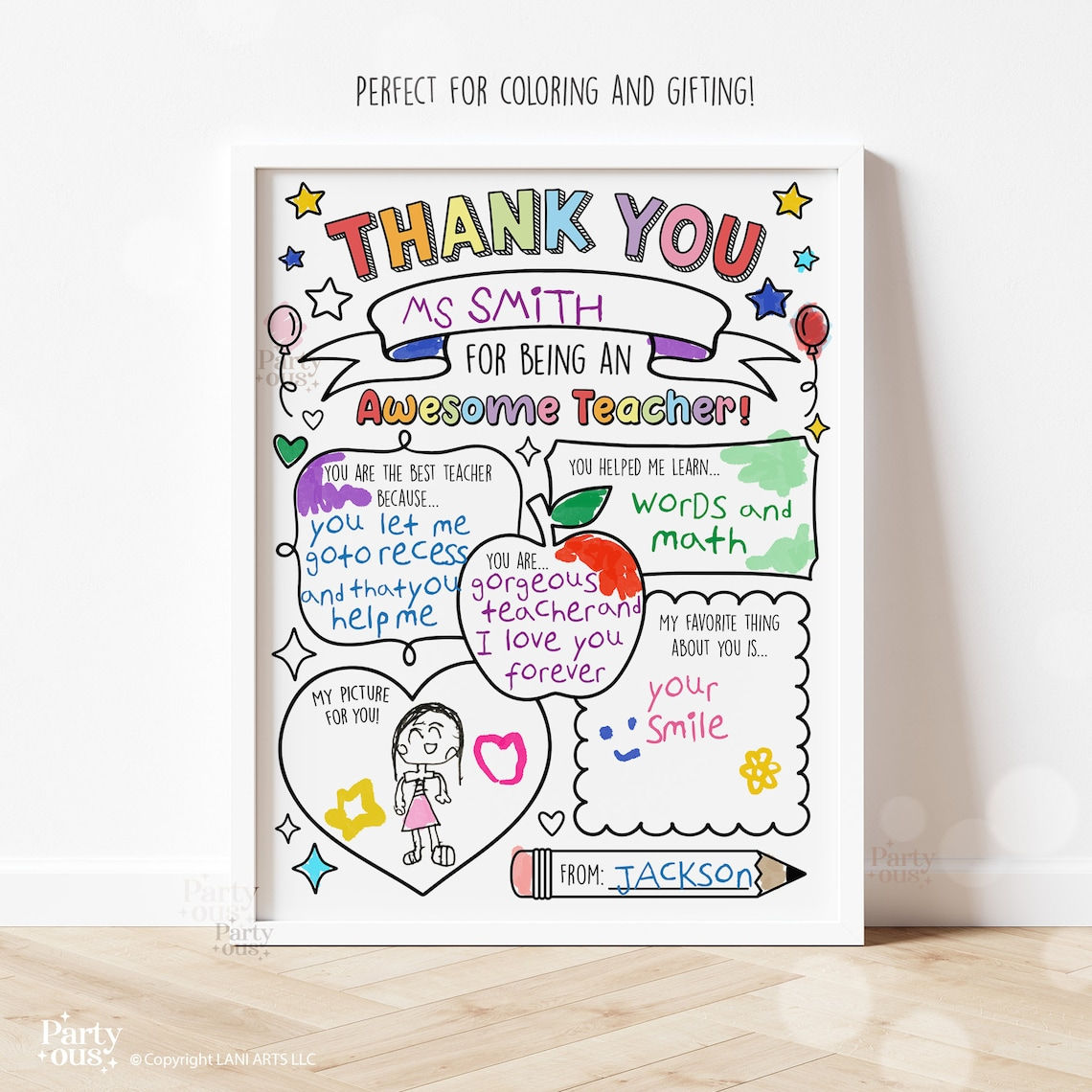 Teacher Gifts - Gift For Teacher - Thank You Teacher Gifts Coloring Pages School Kids Instant Digital Download_2