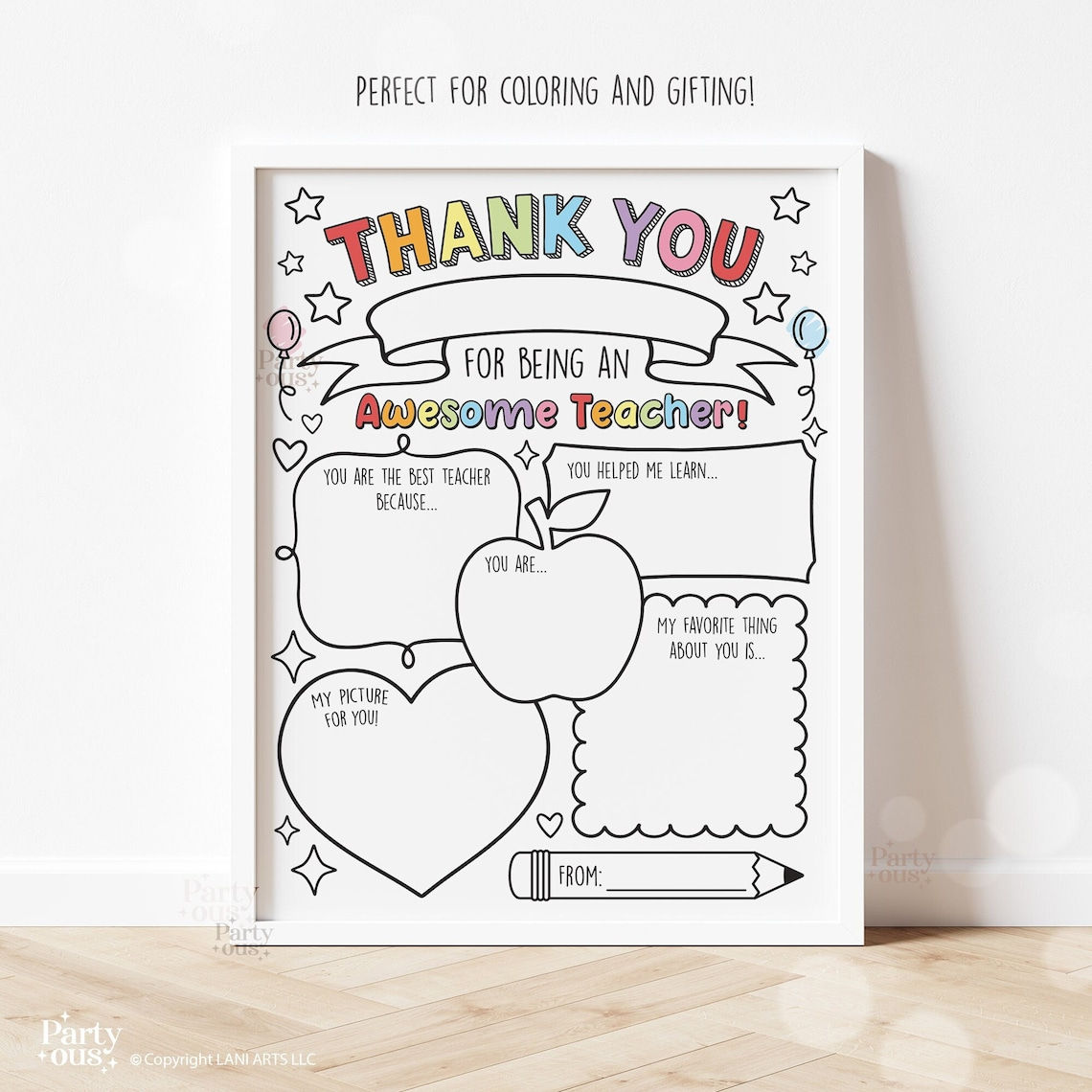 Teacher Gifts - Gift For Teacher - Thank You Teacher Gifts Coloring Pages School Kids Instant Digital Download_4