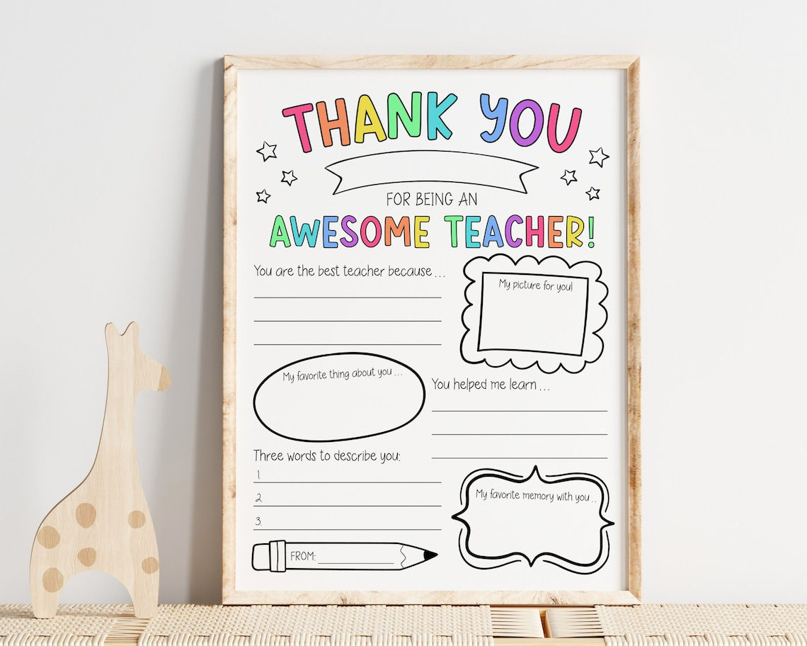 Teacher Gifts - Gift For Teacher - Thank You Teacher Gifts Coloring Pages School Kids Instant Digital Download_1