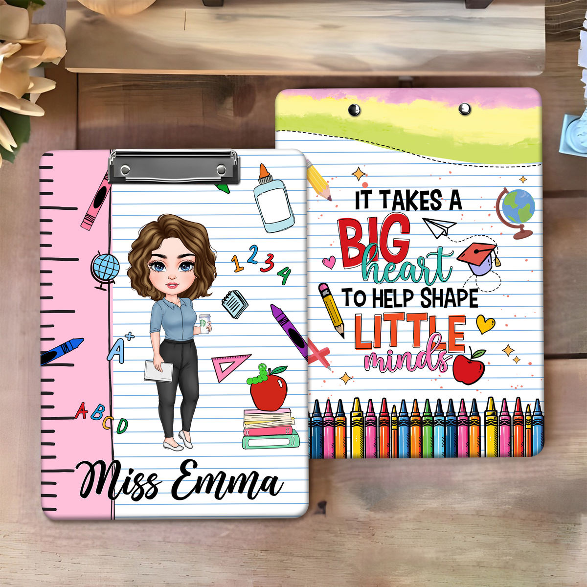 Personalized Clipboard - It takes a big heart to shape little minds - Gift for Teacher - Teacher Appreciation Gift - Personalized Clipboard