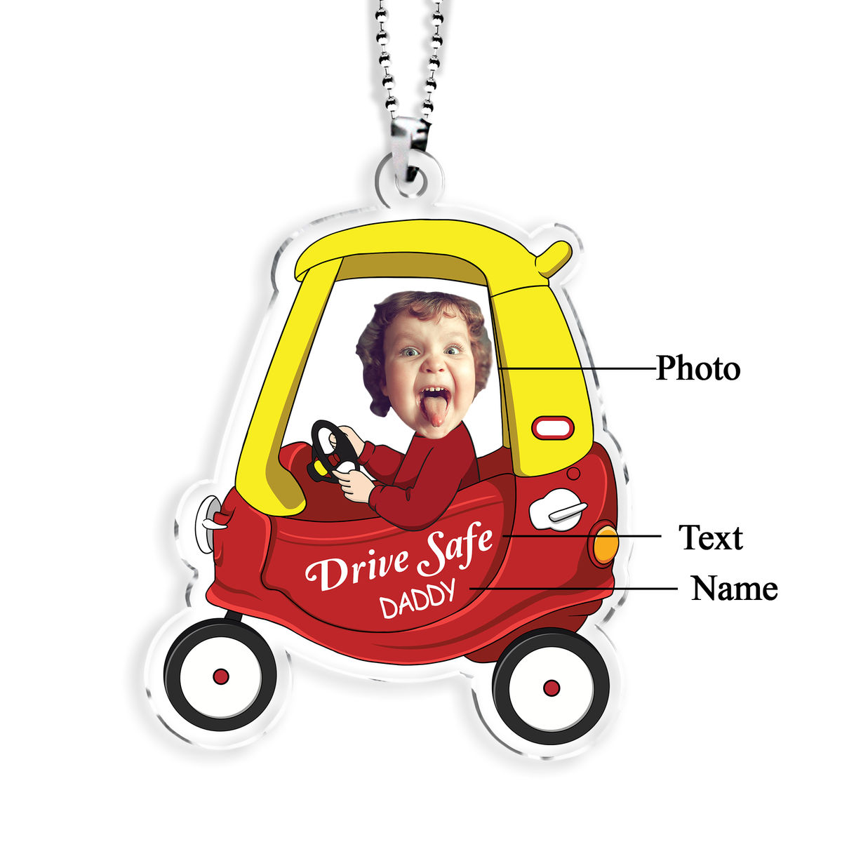 Photo Acrylic Car Hanging - Customized Photo Drive Safe Daddy - Car Hanging - Birthday, Love Gift For Dad, Mom, Father, Mother, Grandpa - Personalized Photo Acrylic Car Hanging_1