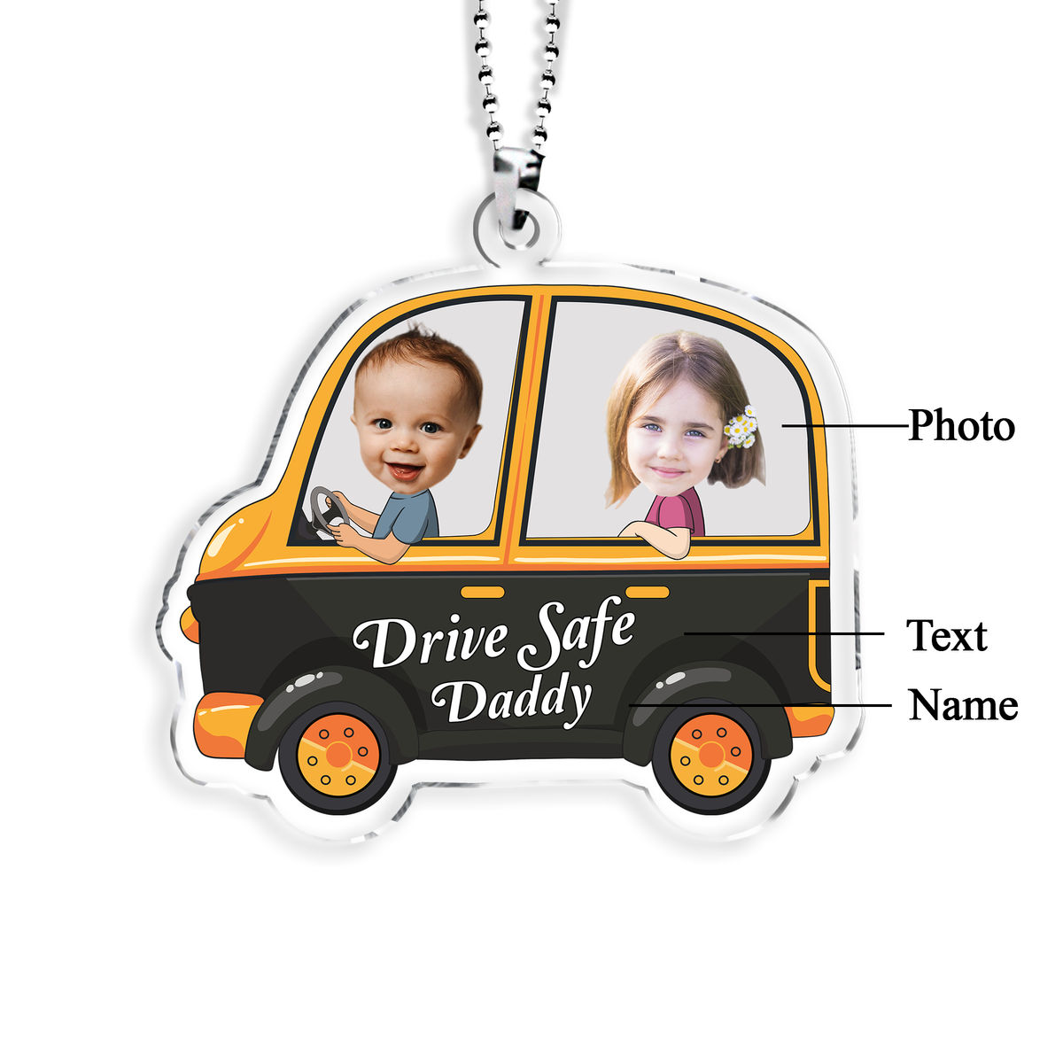 Photo Acrylic Car Hanging - Photo Acrylic Car Hanging - Drive Safe Daddy- Car Hanging - Birthday Gift, Gift For Dad, Mom, GrandPa, GrandMa - Personalized Photo Acrylic Car Hanging_1