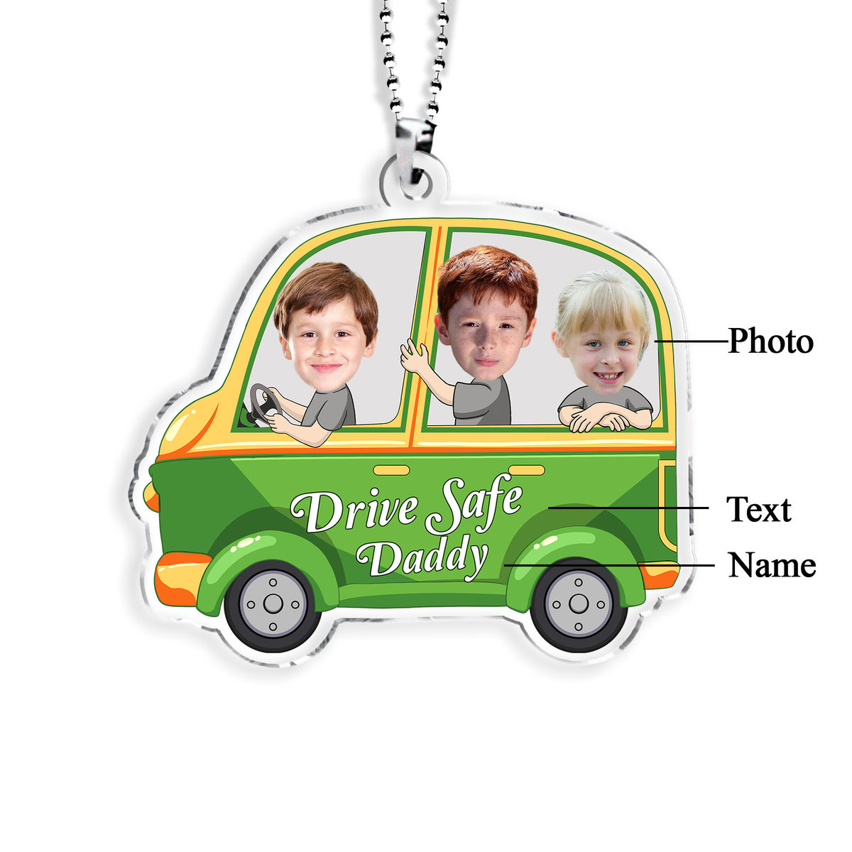 Photo Acrylic Car Hanging - Photo Acrylic Car Hanging - Drive Safe Daddy- Car Hanging - Birthday Gift, Gift For Dad, Mom, GrandPa, GrandMa - Personalized Photo Acrylic Car Hanging_1