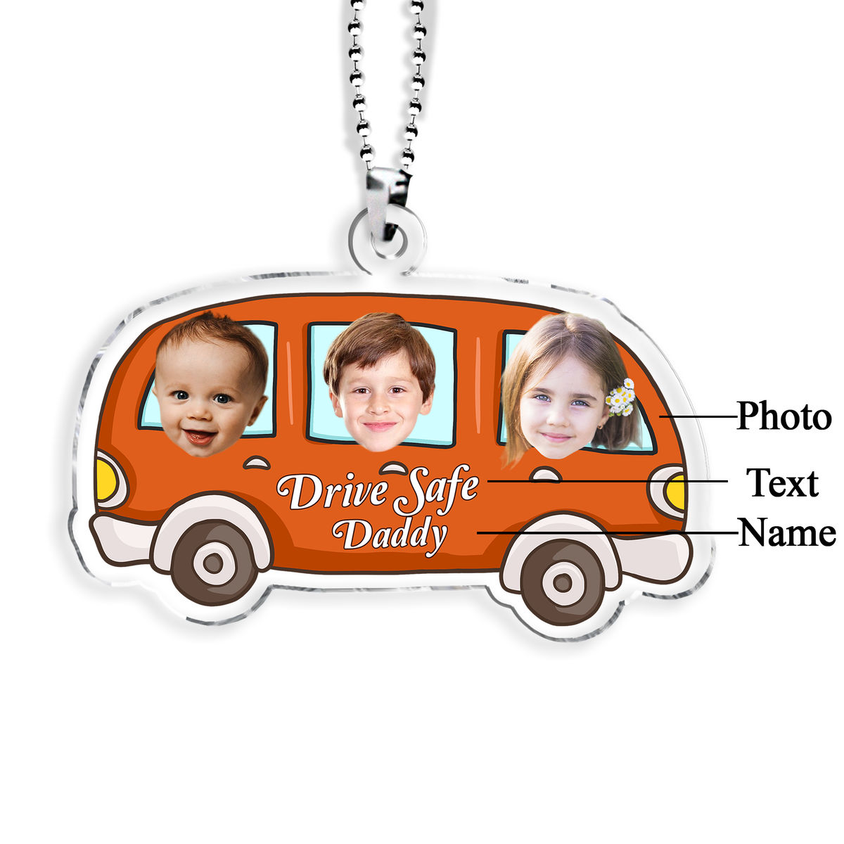 Photo Acrylic Car Hanging - Photo Acrylic Car Hanging - Drive Safe Daddy- Car Hanging - Birthday Gift, Gift For Dad, Mom, GrandPa, GrandMa - Personalized Photo Acrylic Car Hanging_1