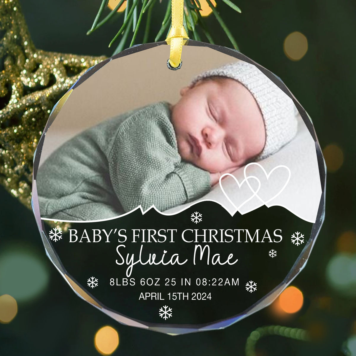 Photo Ornament - Circle Ornament - Baby's First Christmas - Baby Ornament, Christmas Gifts, Custom Christmas Ornament 2024 - Personalized Photo Round Glass Ornament_1