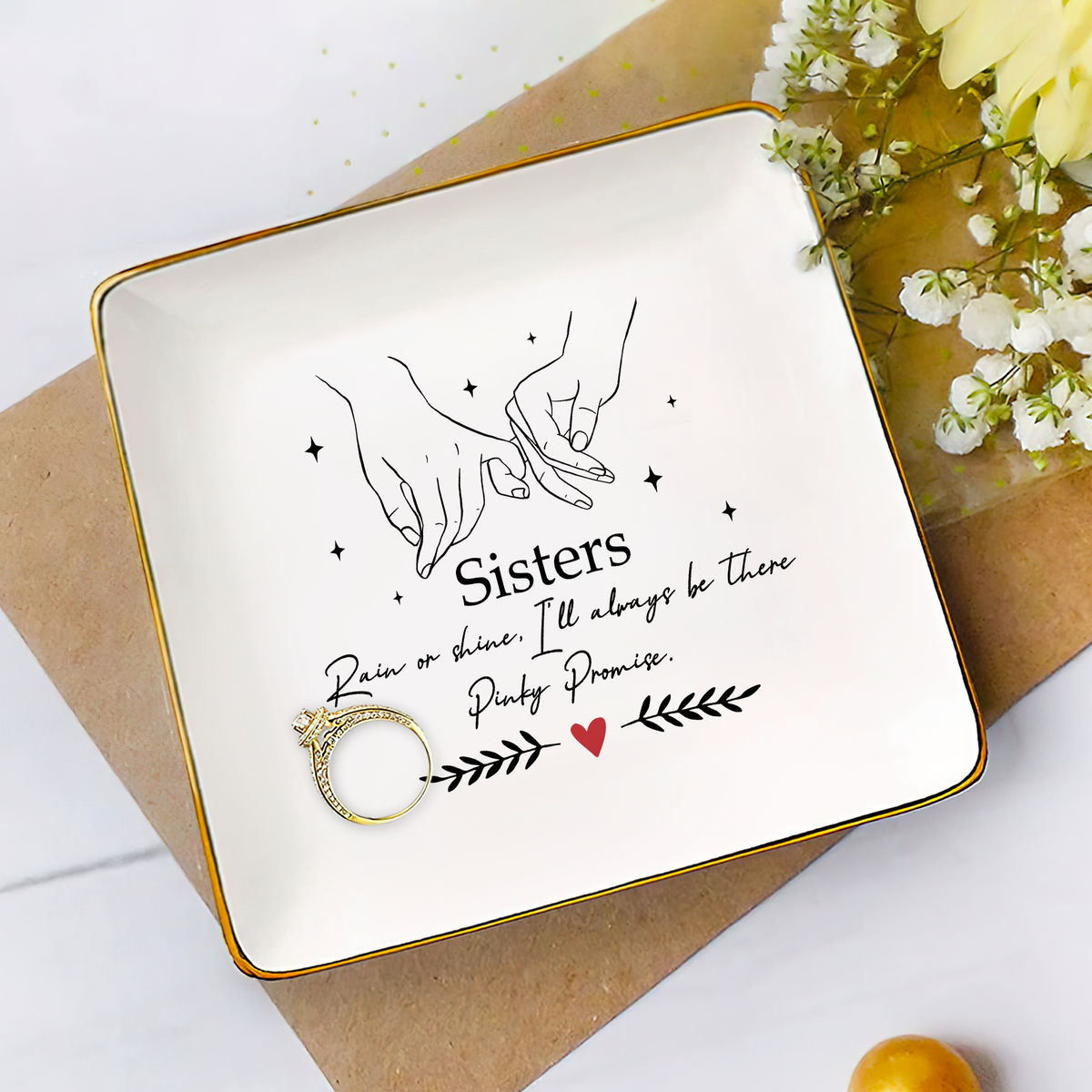 Jewelry Tray - Birthday Gift for Her, Gift for Sister Friend Bestie, Coworkers - Sister - Personalized Jewelry Tray