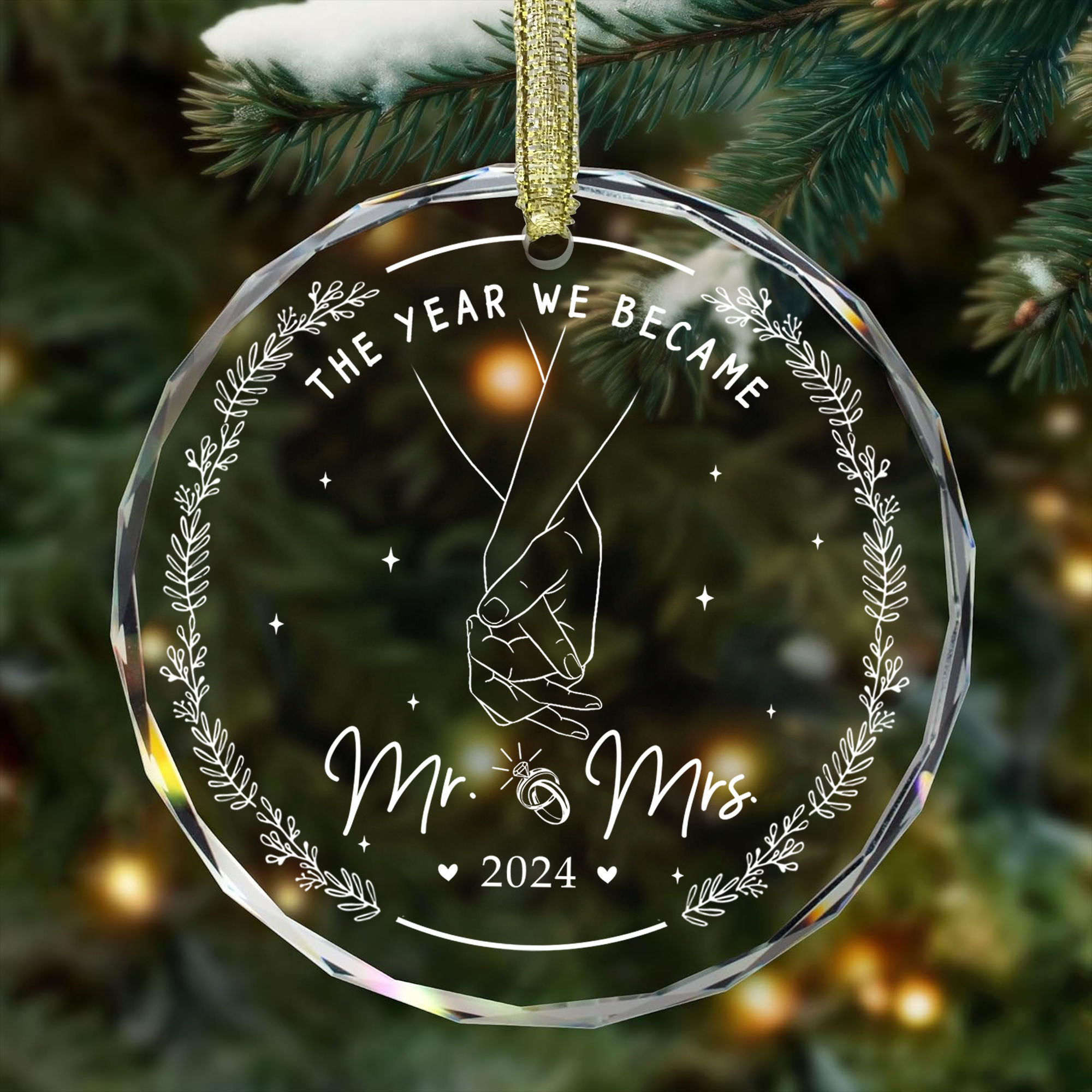 Ornamento personalizzato Mr e Mrs 2025, ornamento di fidanzamento