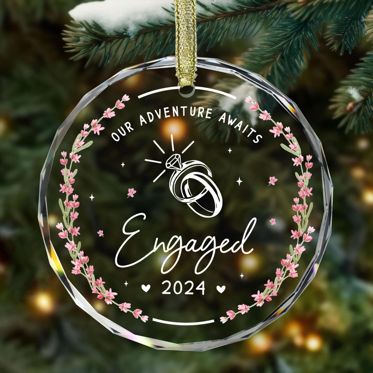 Our adventure Awaits Engaged V2 - 1st Christmas Married Ornament,  Gifts for Newly Engaged Couples, Xmas Gift Bride Groom, Women