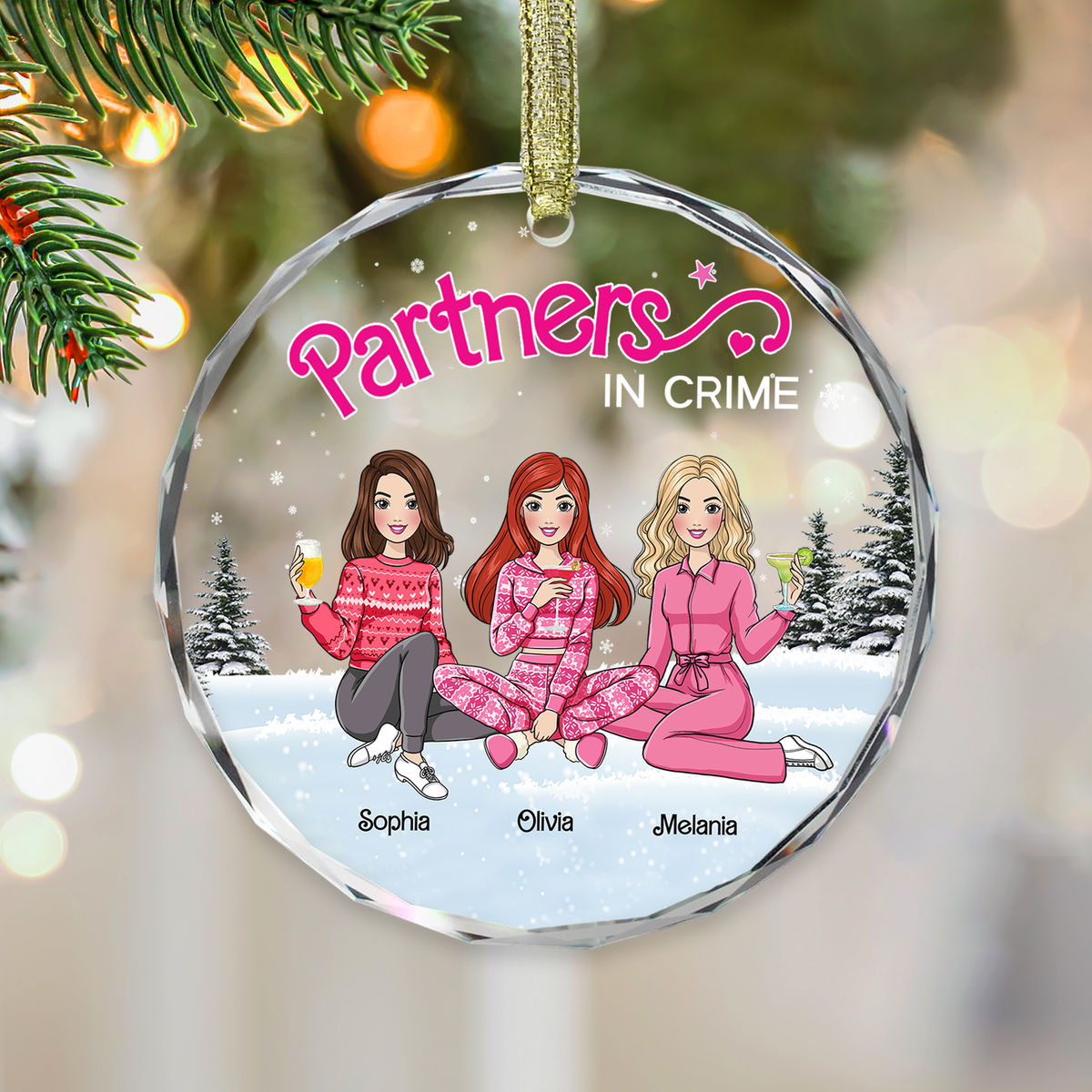 Unique Personalized Gift - Personalized Ornament - Sisters Forever - Personalized Round Glass Ornament_1