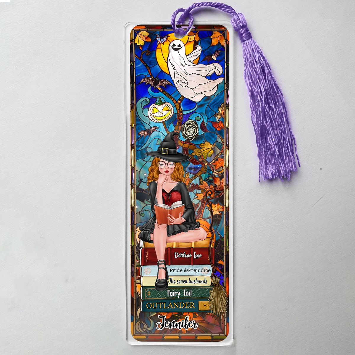 Acrylic Bookmark Gift - Halloween Witch- Book Girl - Best Gift For Book Lovers - Personalized Bookmark_6