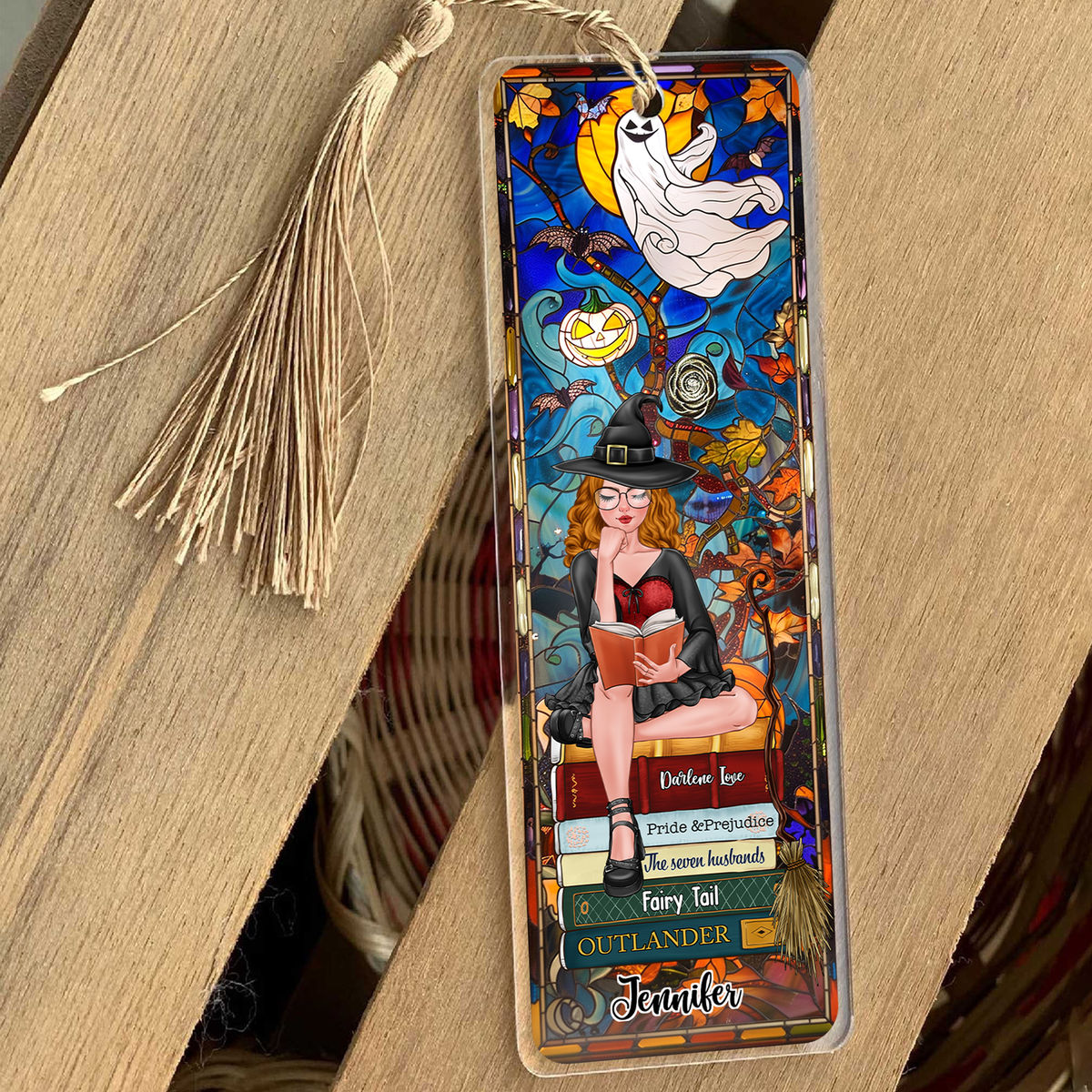 Acrylic Bookmark Gift - Halloween Witch- Book Girl - Best Gift For Book Lovers - Personalized Bookmark_2