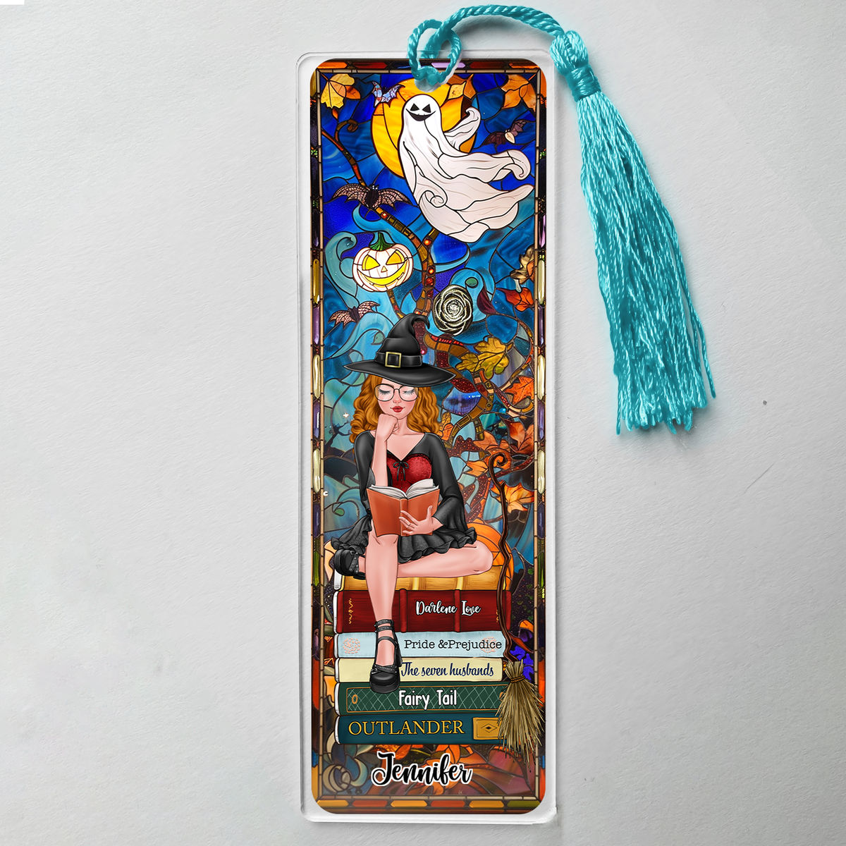 Acrylic Bookmark Gift - Halloween Witch- Book Girl - Best Gift For Book Lovers - Personalized Bookmark_7