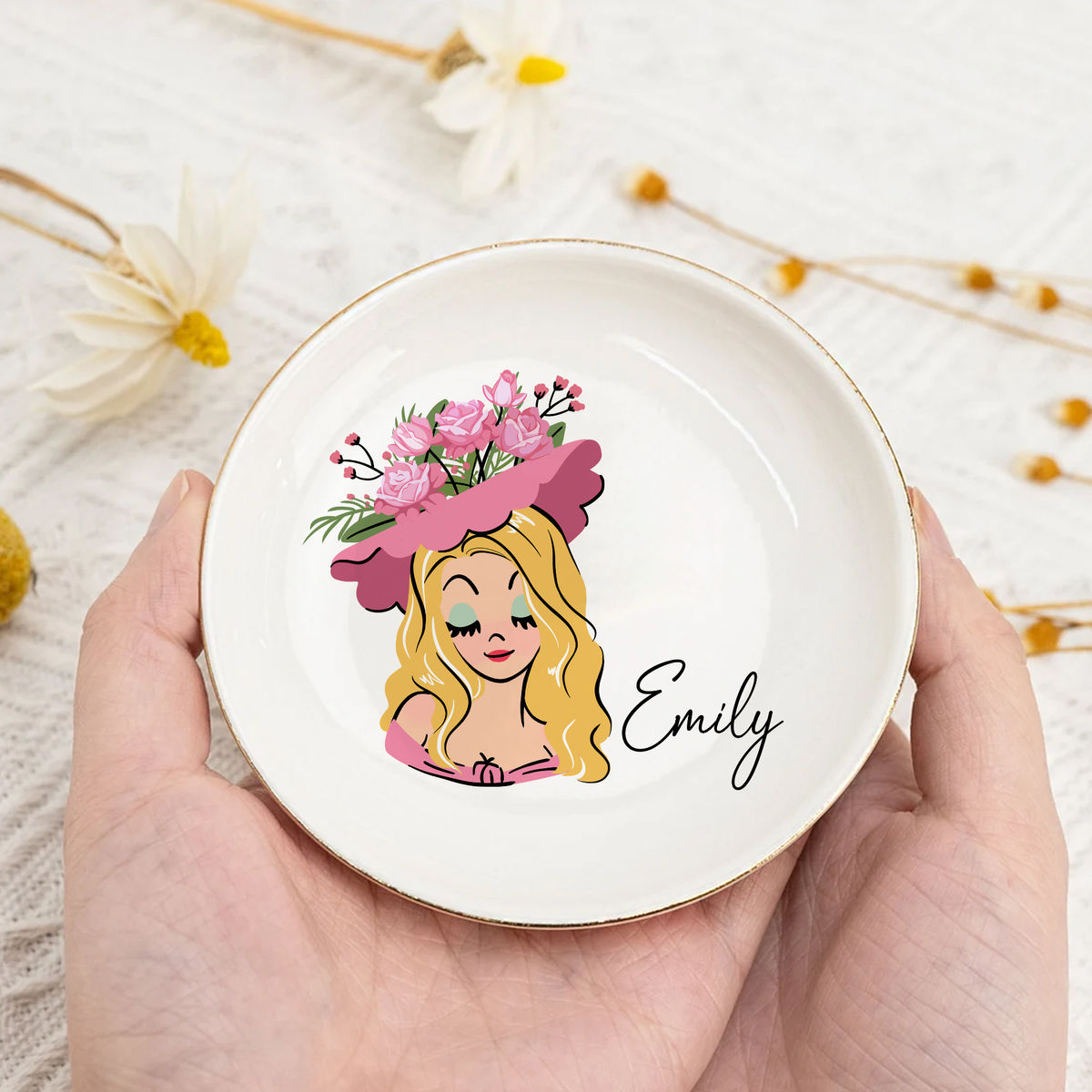 Custom Jewelry Dish - Flower Head - Gift for Her, Gift for Sisters, Friends, Besties, Coworkers - Personalized Jewelry Dish_4