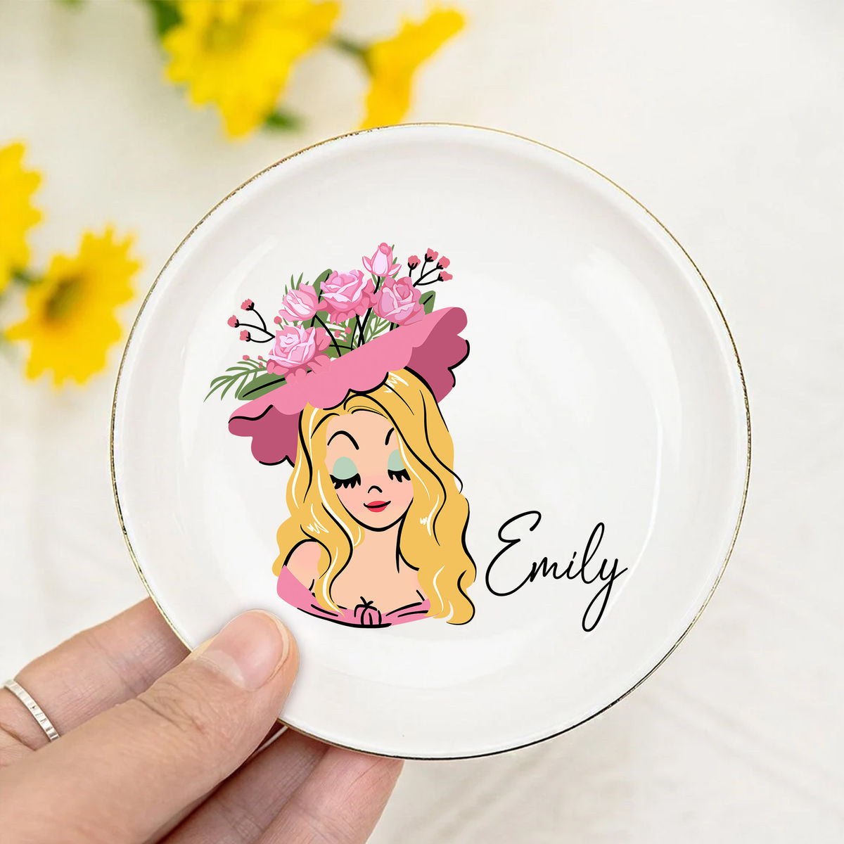 Custom Jewelry Dish - Flower Head - Gift for Her, Gift for Sisters, Friends, Besties, Coworkers - Personalized Jewelry Dish_3