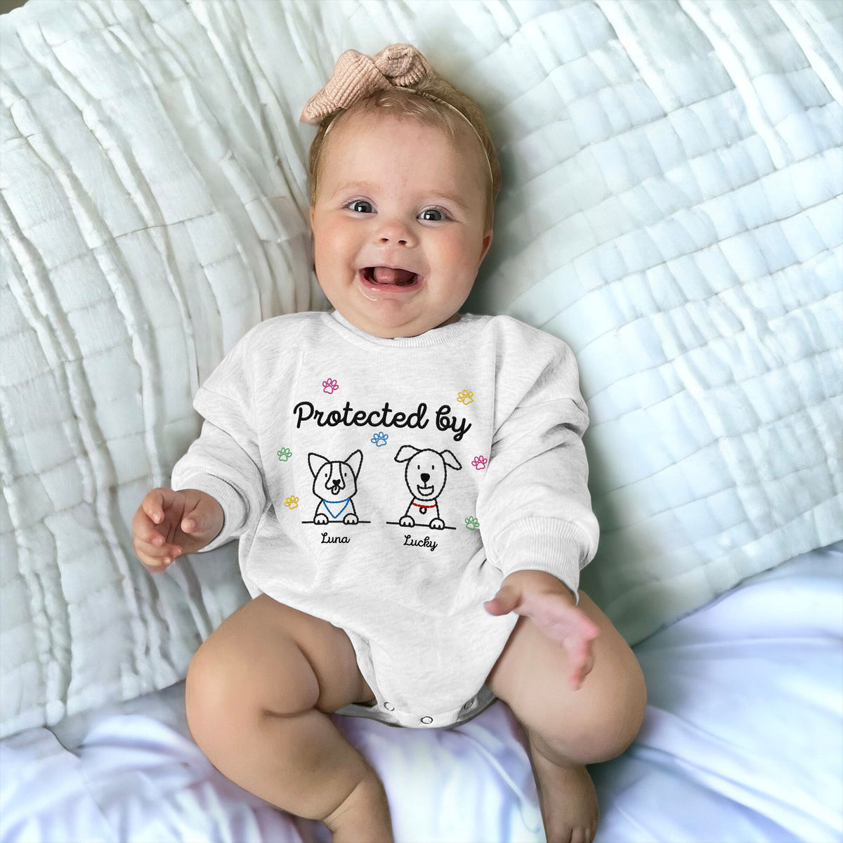 Baby Onesies - Sweatshirt BodySuit - Protected by - Personalized Sweatshirt BodySuit_1