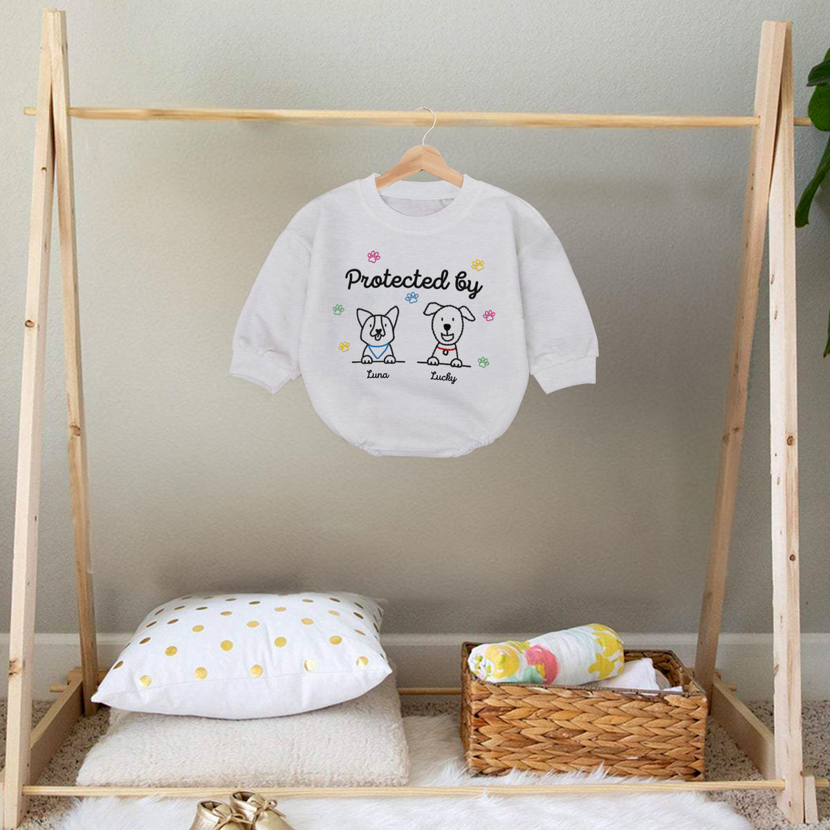 Baby Onesies - Sweatshirt BodySuit - Protected by - Personalized Sweatshirt BodySuit_2