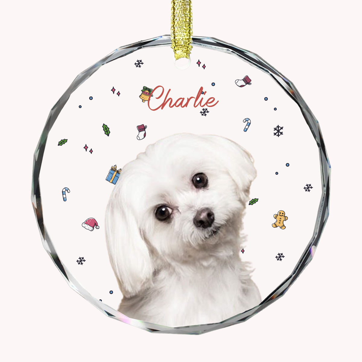 Photo Ornament - Christmas Gifts For Dad,Mom,Baby,GrandMa,GrandPa,Sisters,Friends, Besties. Dog Lover, Cat Lover - Photo Gift - Personalized Photo Round Glass Ornament_4