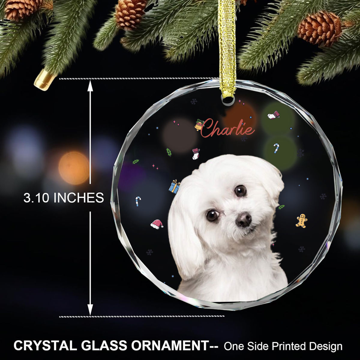 Photo Ornament - Christmas Gifts For Dad,Mom,Baby,GrandMa,GrandPa,Sisters,Friends, Besties. Dog Lover, Cat Lover - Photo Gift - Personalized Photo Round Glass Ornament_3