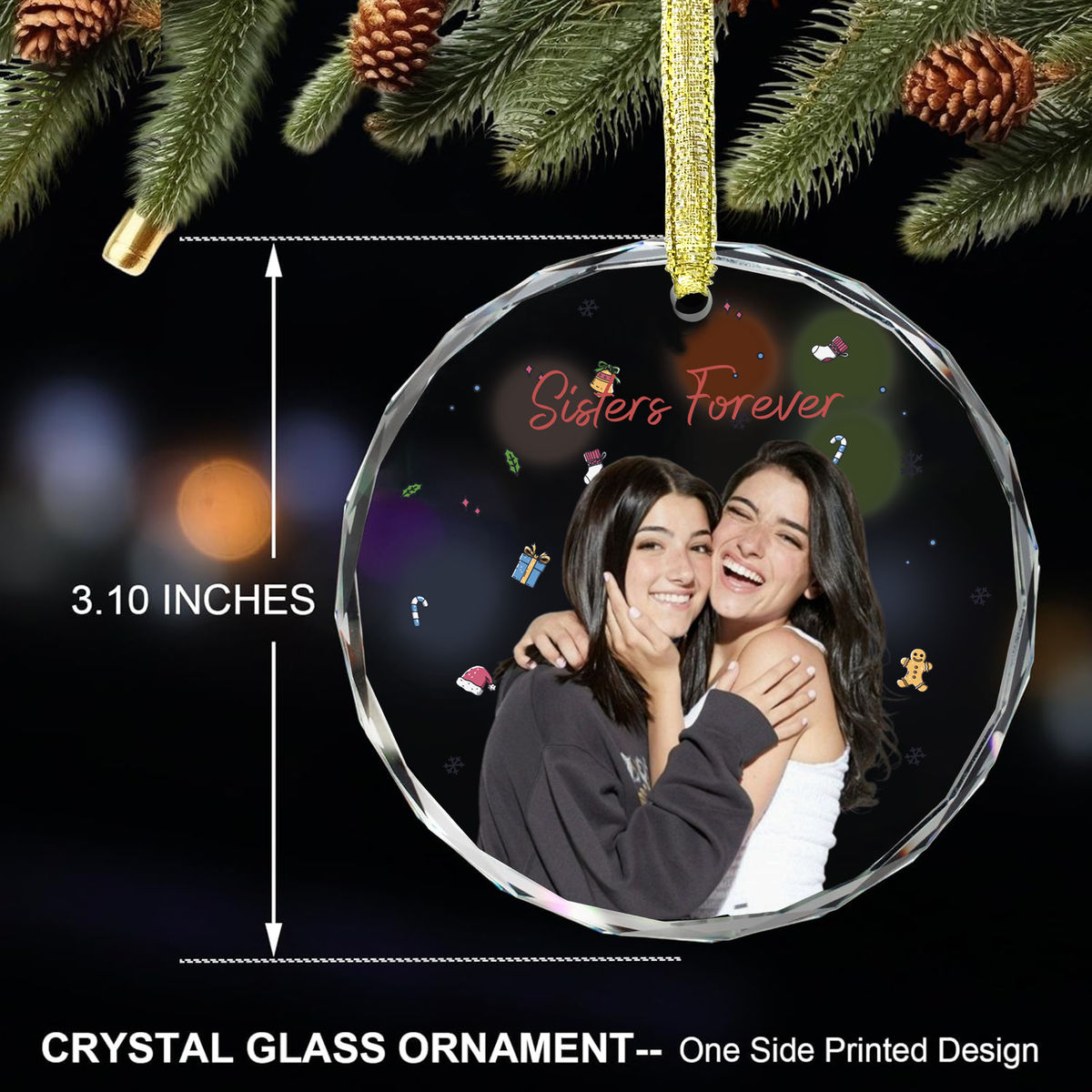 Photo Ornament - Christmas Gifts For Dad,Mom,Baby,GrandMa,GrandPa,Sisters,Friends, Besties. Dog Lover, Cat Lover - Photo Gift - Personalized Photo Round Glass Ornament_1