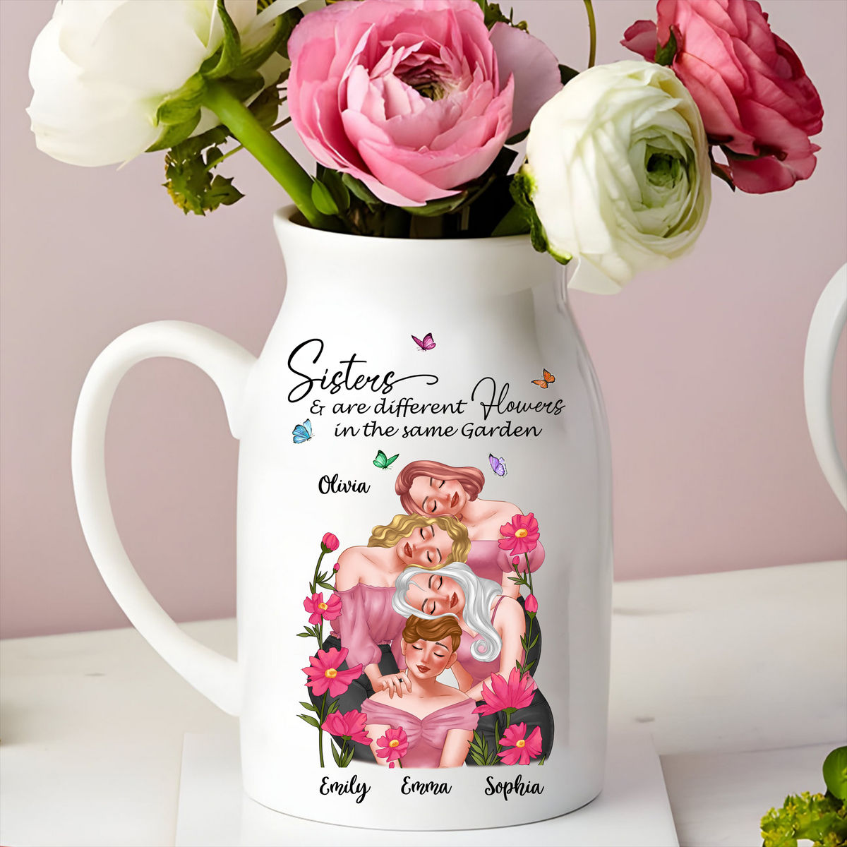 Flower Ceramic Vase - Sisters are different flowers in the same garden (P)