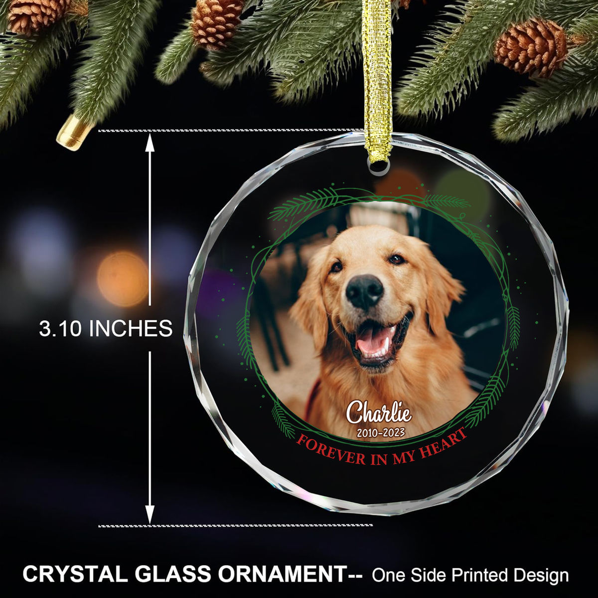 Photo Ornament - Christmas Gifts For Dog Lover - Photo Gift - Forever In My Love - Personalized Photo Round Glass Ornament_3