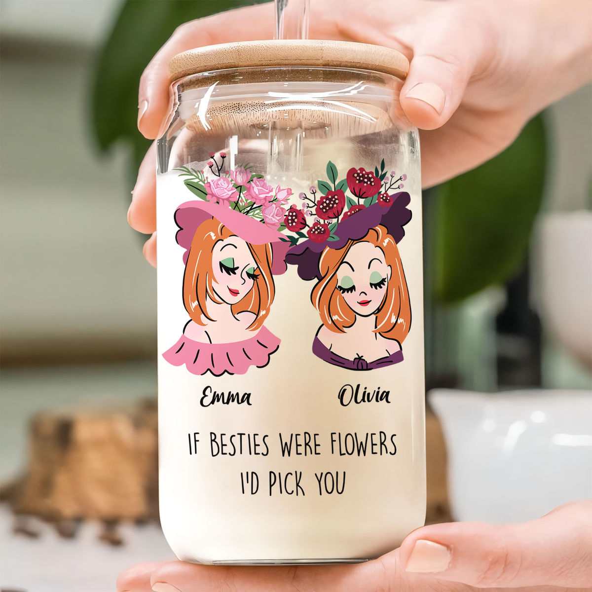 Best Friends Gifts - Gift For Besties, Sisters, Friends - Chrismas, Birthday Gifts - If Besties were Flowers, I'd pick you - Personalized Acrylic Glass Tumbler_2