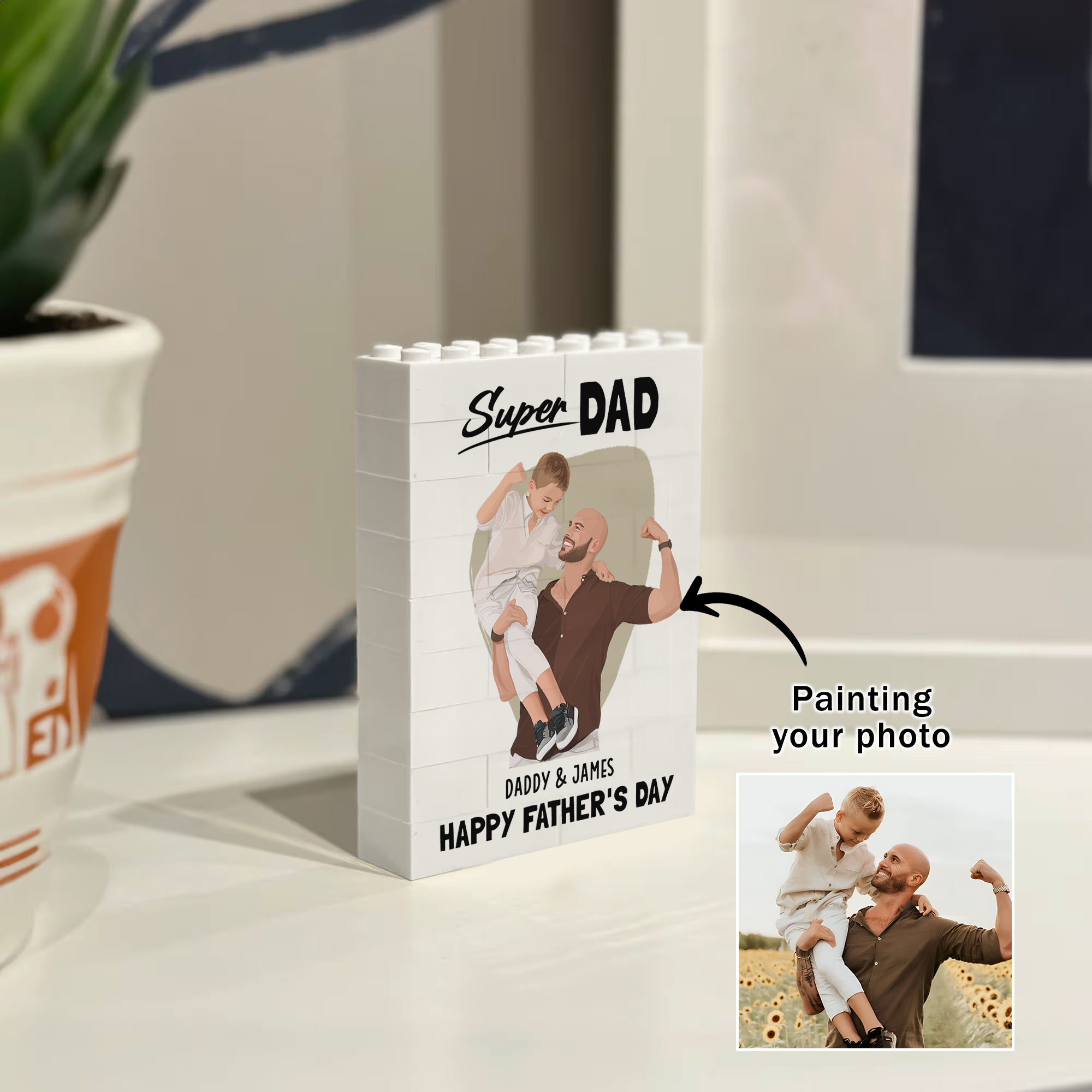 Personalised Brick Photo block - Super Dad - Gift for Dad - Building ...