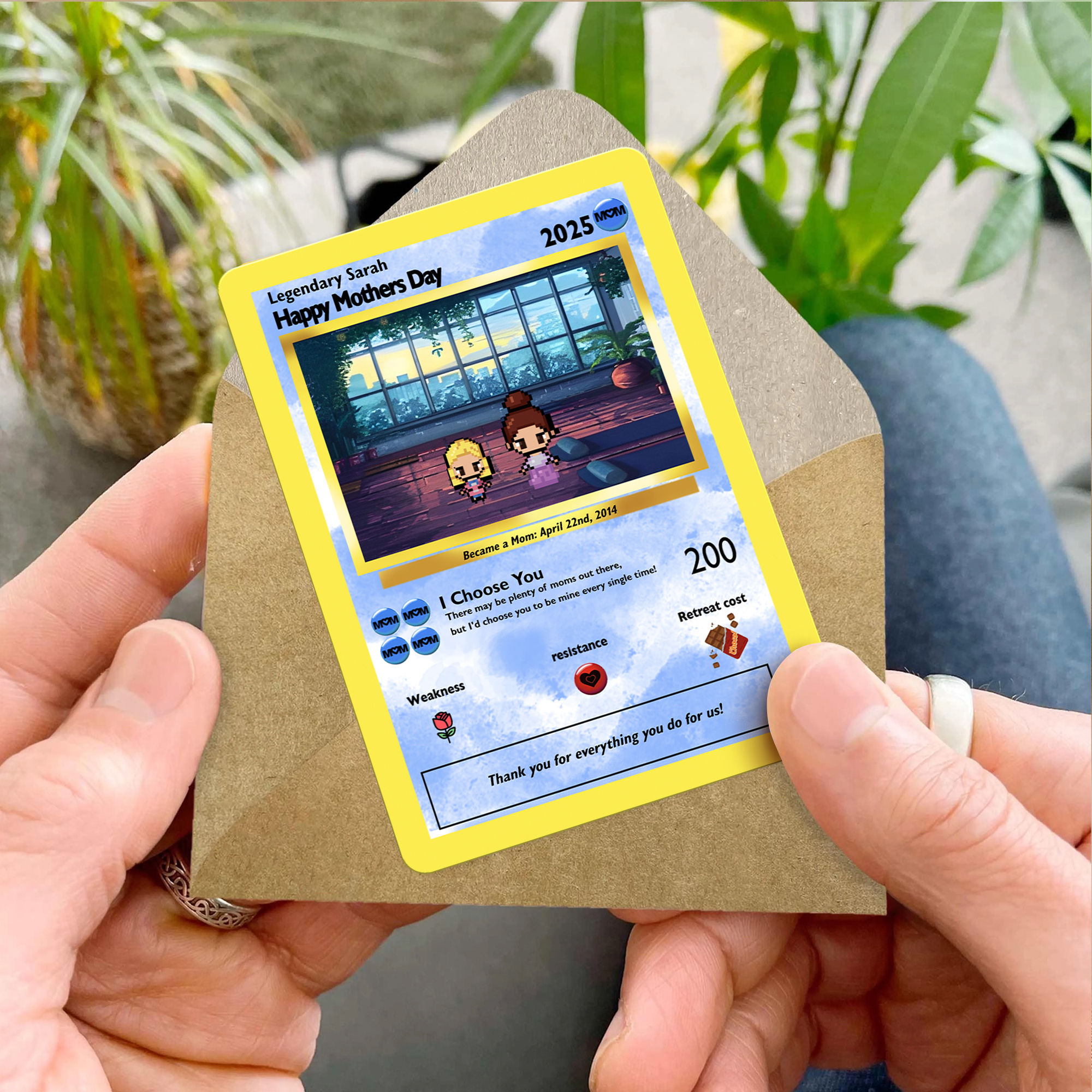 Personalized Poke Mother's Day Card | Custom Pixel Art| Gift for Mom |  Gossby