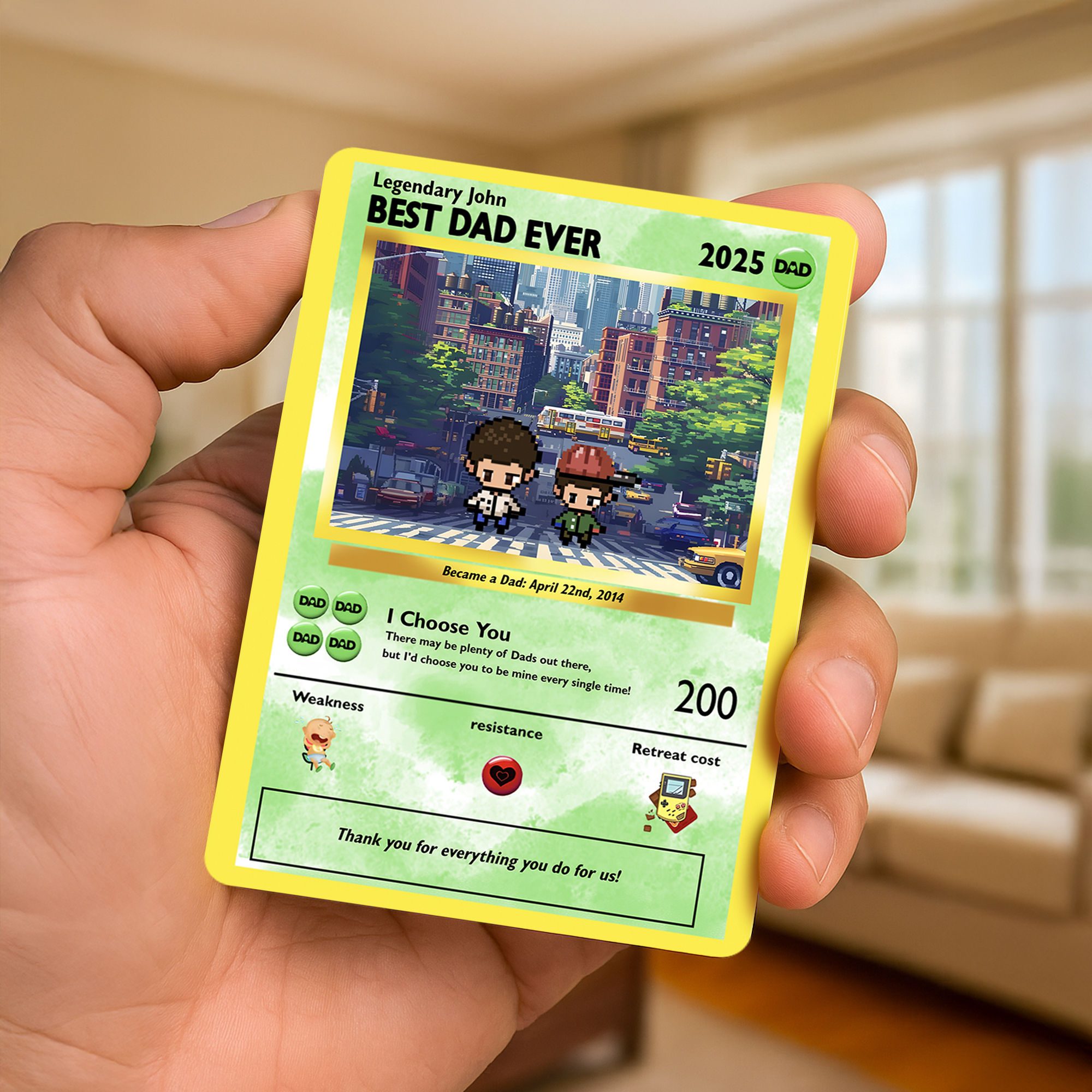 Personalized Poke Father's Day Card - Best Dad Ever - Custom Gift for Dad -  Father's Day Gifts - Custom Pokemon Card - Dad Gifts