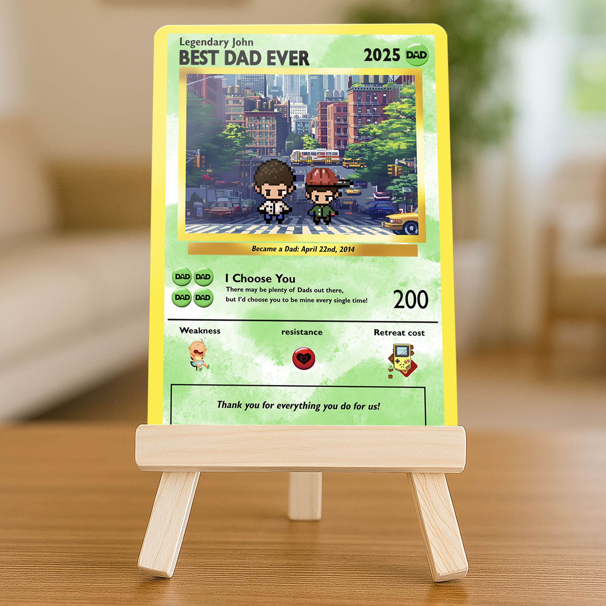 Personalized Poke Father's Day Card - Best Dad Ever - Custom Gift for Dad - Father's  Day Gifts - Custom Pokemon Card - Dad Gifts - Personalized Metal Card