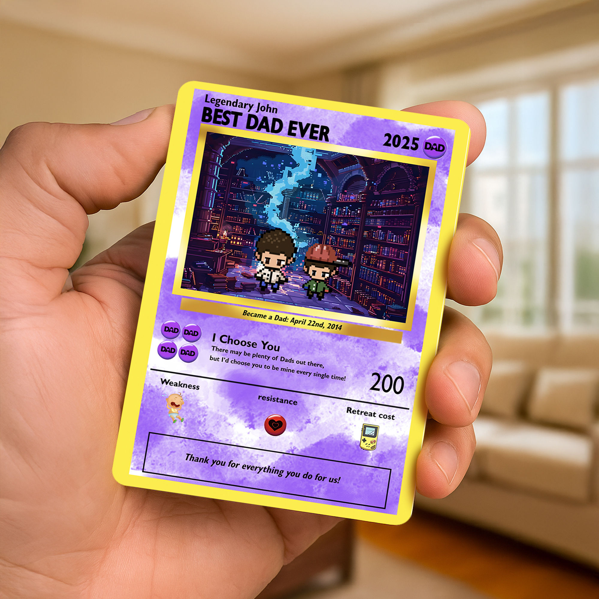 Personalized Poke Father's Day Card - Best Dad Ever - Custom Gift for Dad -  Father's Day Gifts - Custom Pokemon Card - Dad Gifts - Personalized Metal  Card