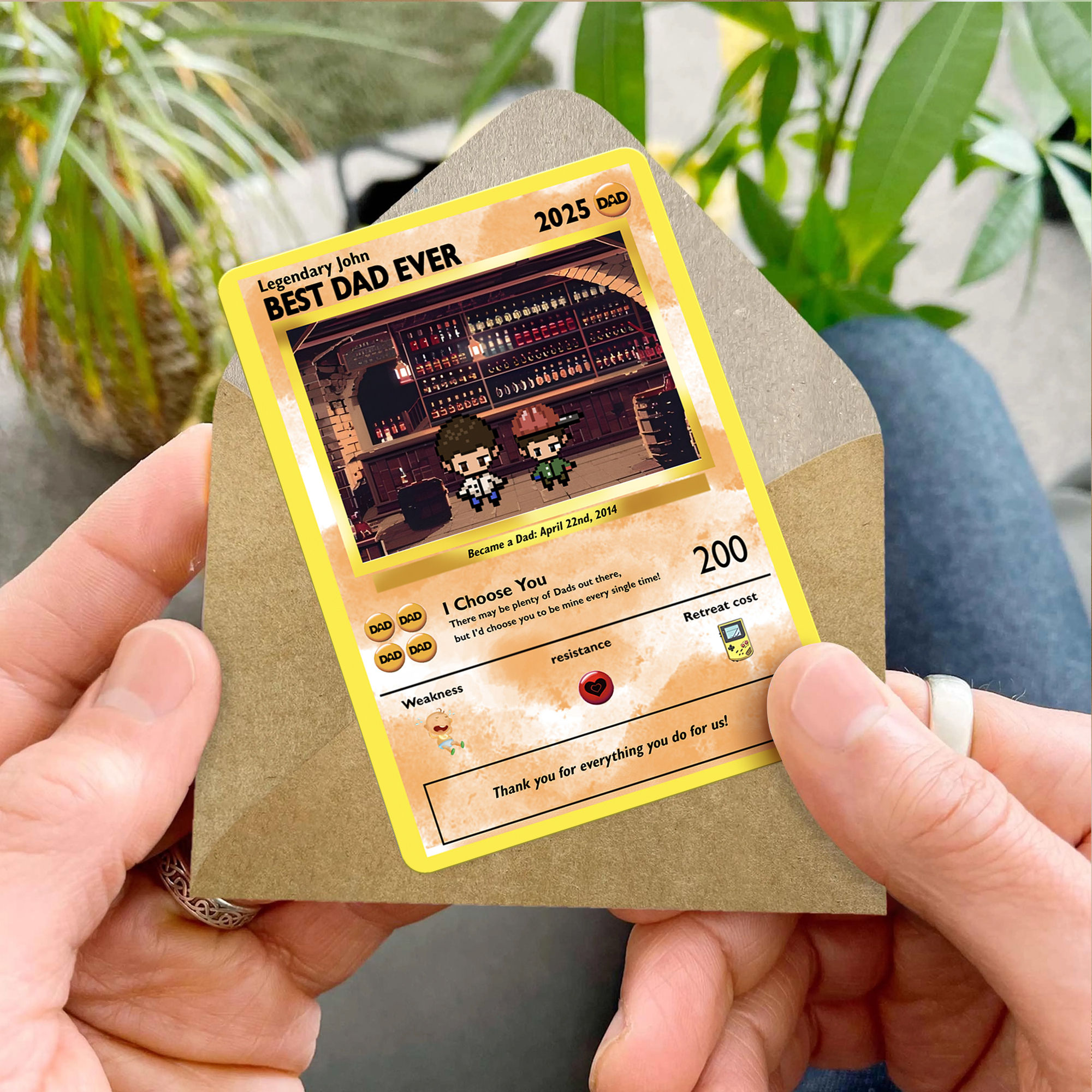 Personalized Poke Father's Day Card - Best Dad Ever - Custom Gift for Dad - Father's  Day Gifts - Custom Pokemon Card - Dad Gifts - Personalized Metal Card