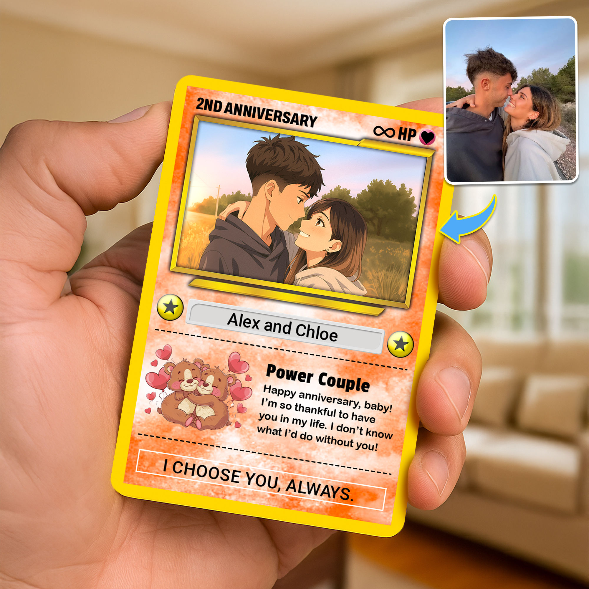 Poke Couples Card - Custom Poke Art Card - Couples Photo Card, Gift for  Him, Anniversary Gift, Couple Photo Wallet Insert, Couples Gift, Wedding  Gift - Custom photo Metal Card