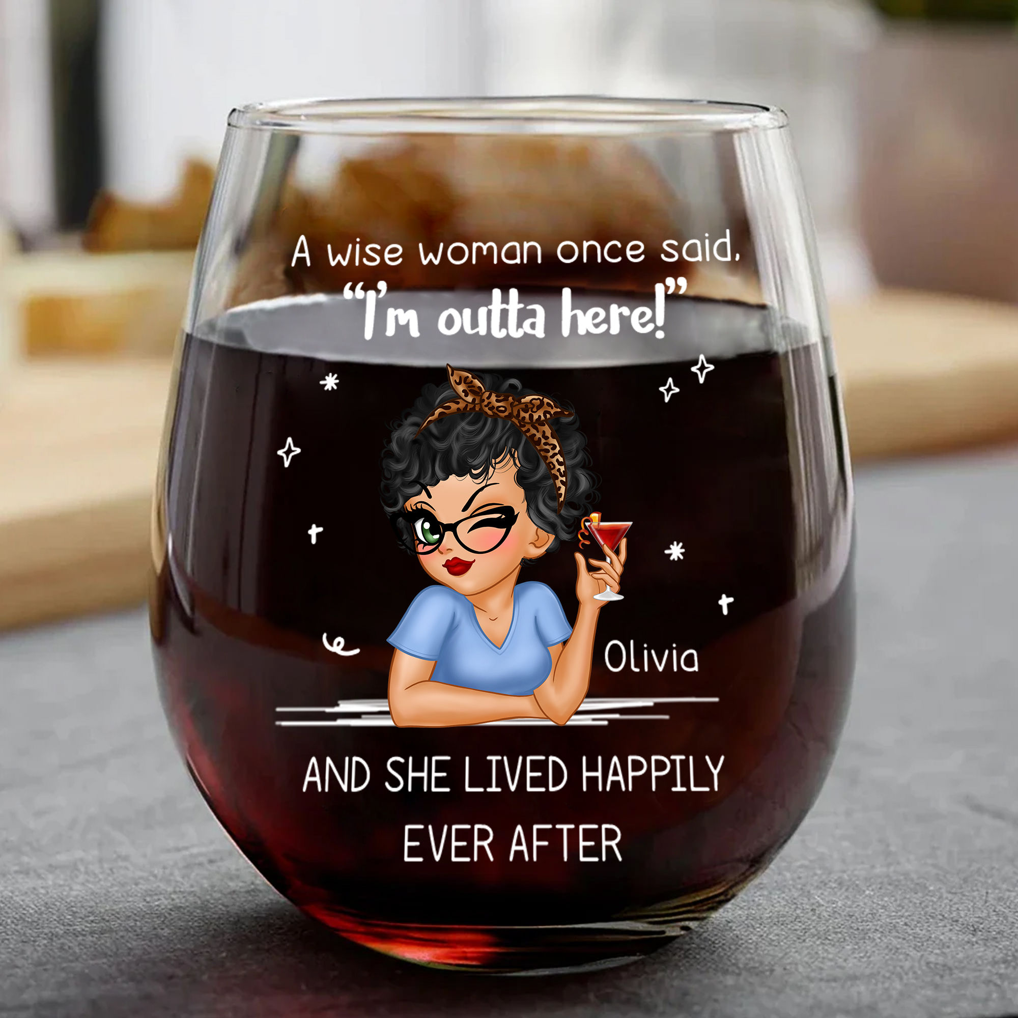 LITTLEBIGGER Funny Retirement Gift Wine Glass - Stemless, 15 Oz, "I Can Wine All I Want" For Women, Men, Coworkers