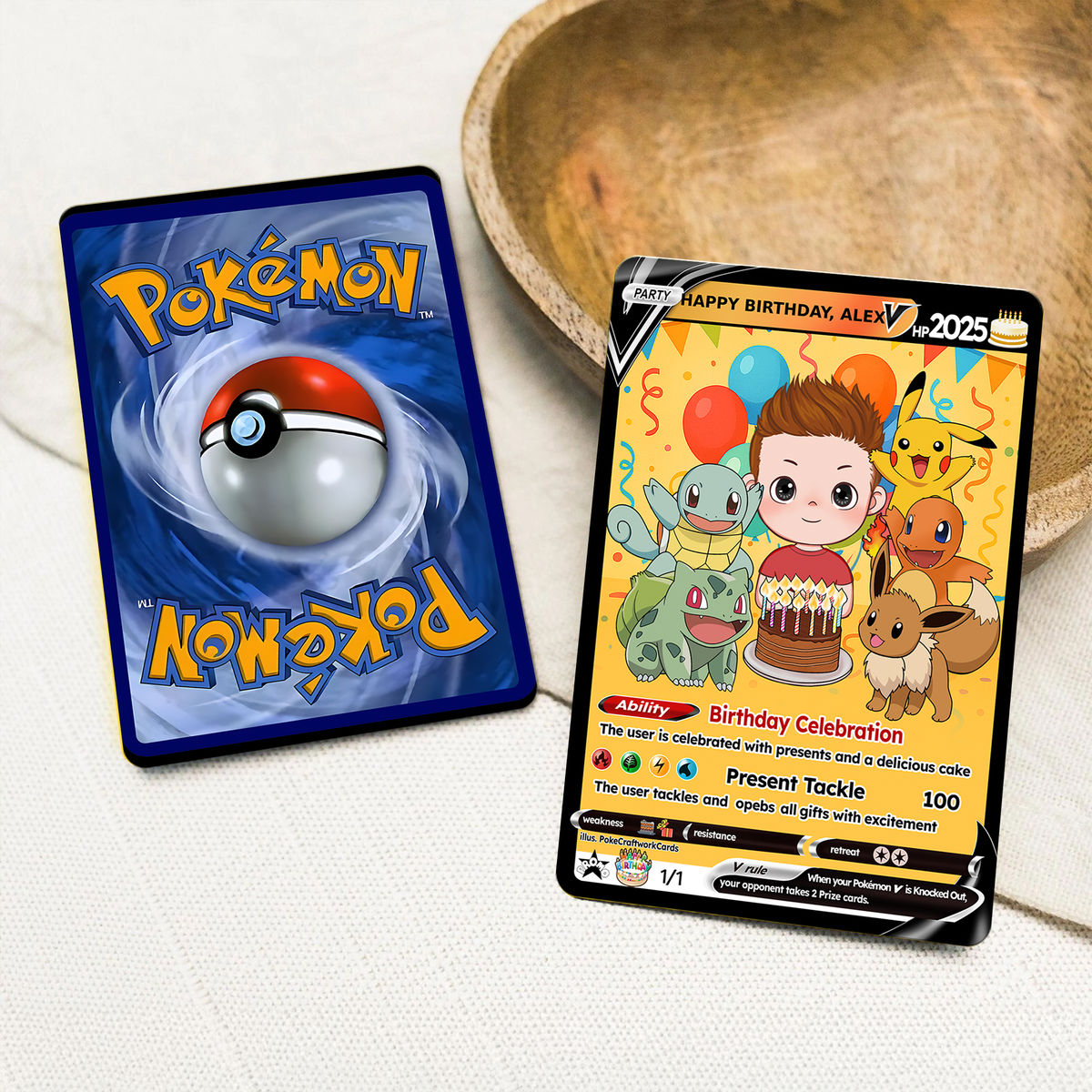 Birthday Card - Pokemon Birthday Card - Gamer Gift - Birthday Gift - Gift  for Kid, Grandkid - Trending 2025 - Personalized Metal Card
