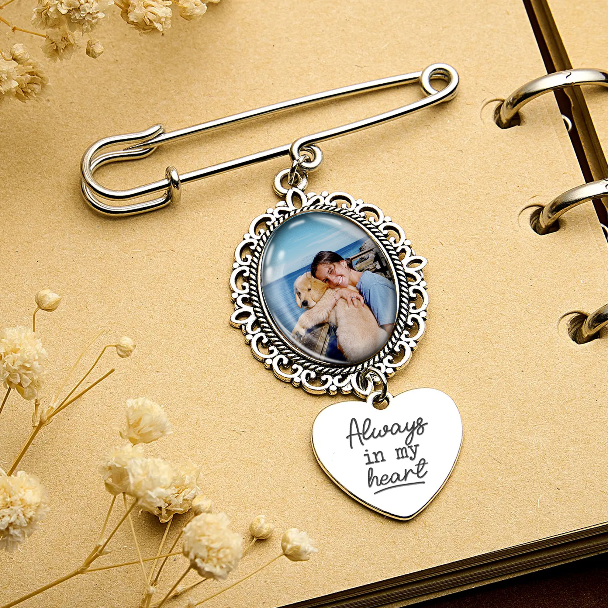 Memory Remembrance Pin - Bouquet Photo Pin - Bridal Bouquet Photo Charm ...