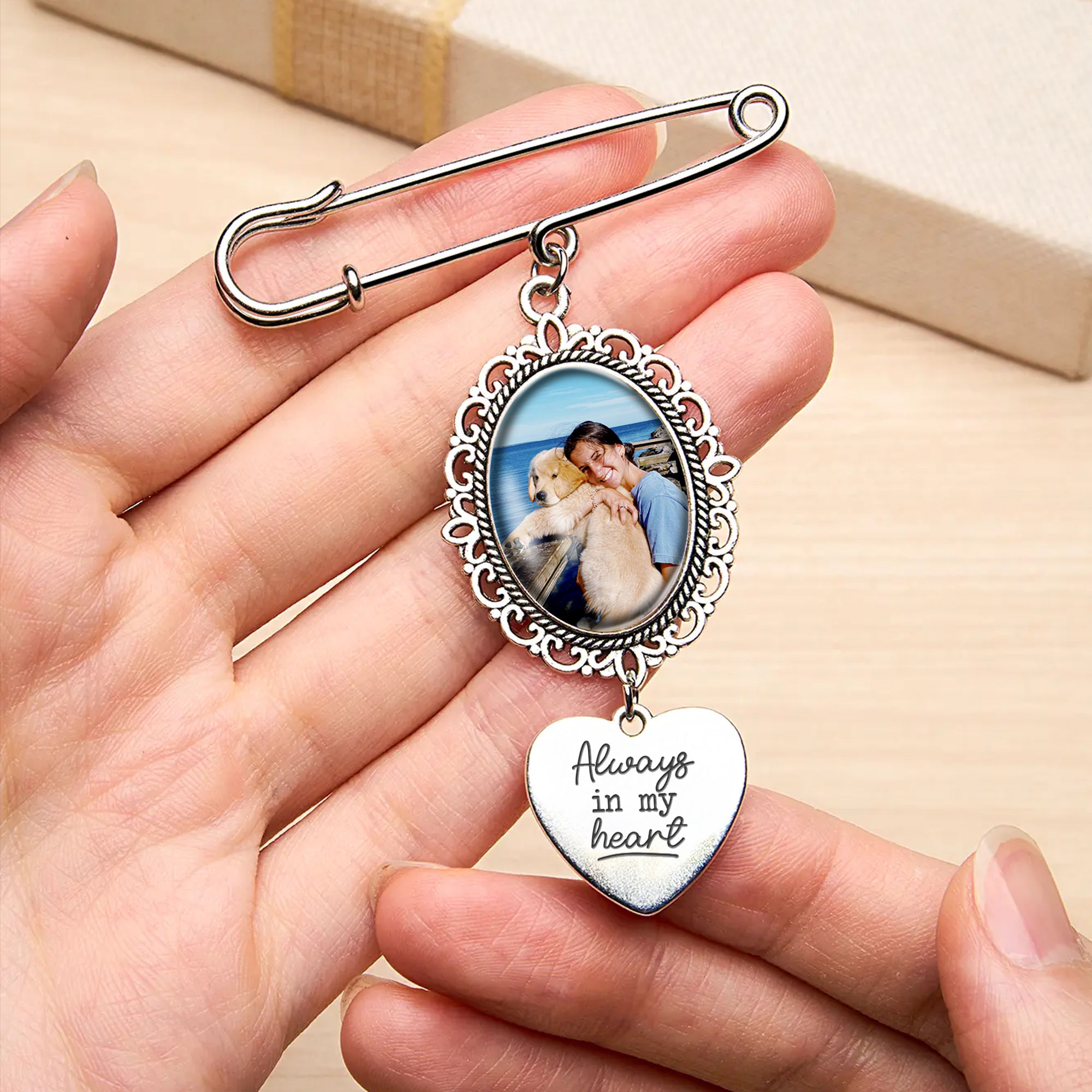 Memory Remembrance Pin - Bouquet Photo Pin - Bridal Bouquet Photo Charm ...