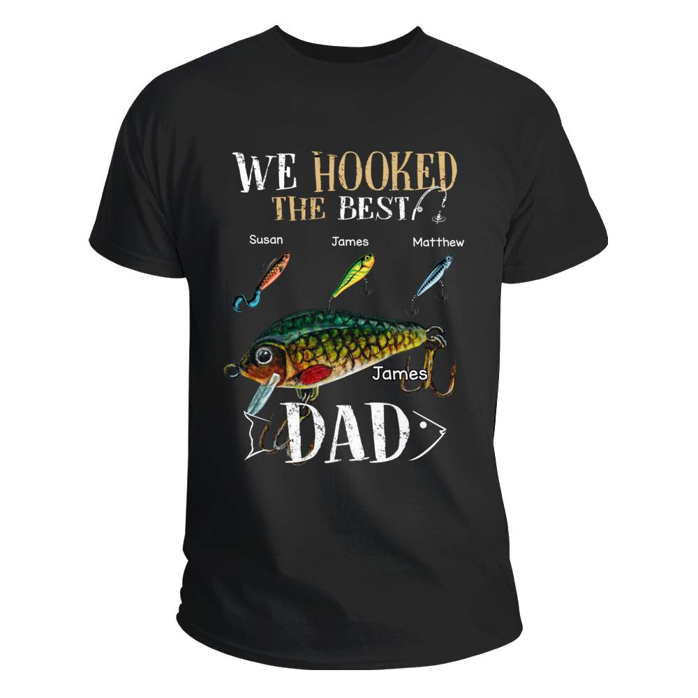 Father  Kids - We Hooked The Best Dad (Art) | Personalized T-shirt_2