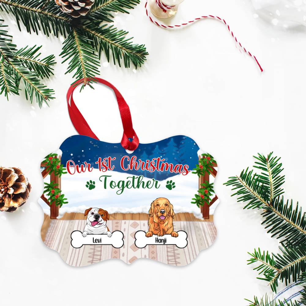 Personalized Ornament - Up to 5 Dogs - Our First Christmas Together (Snow)_2